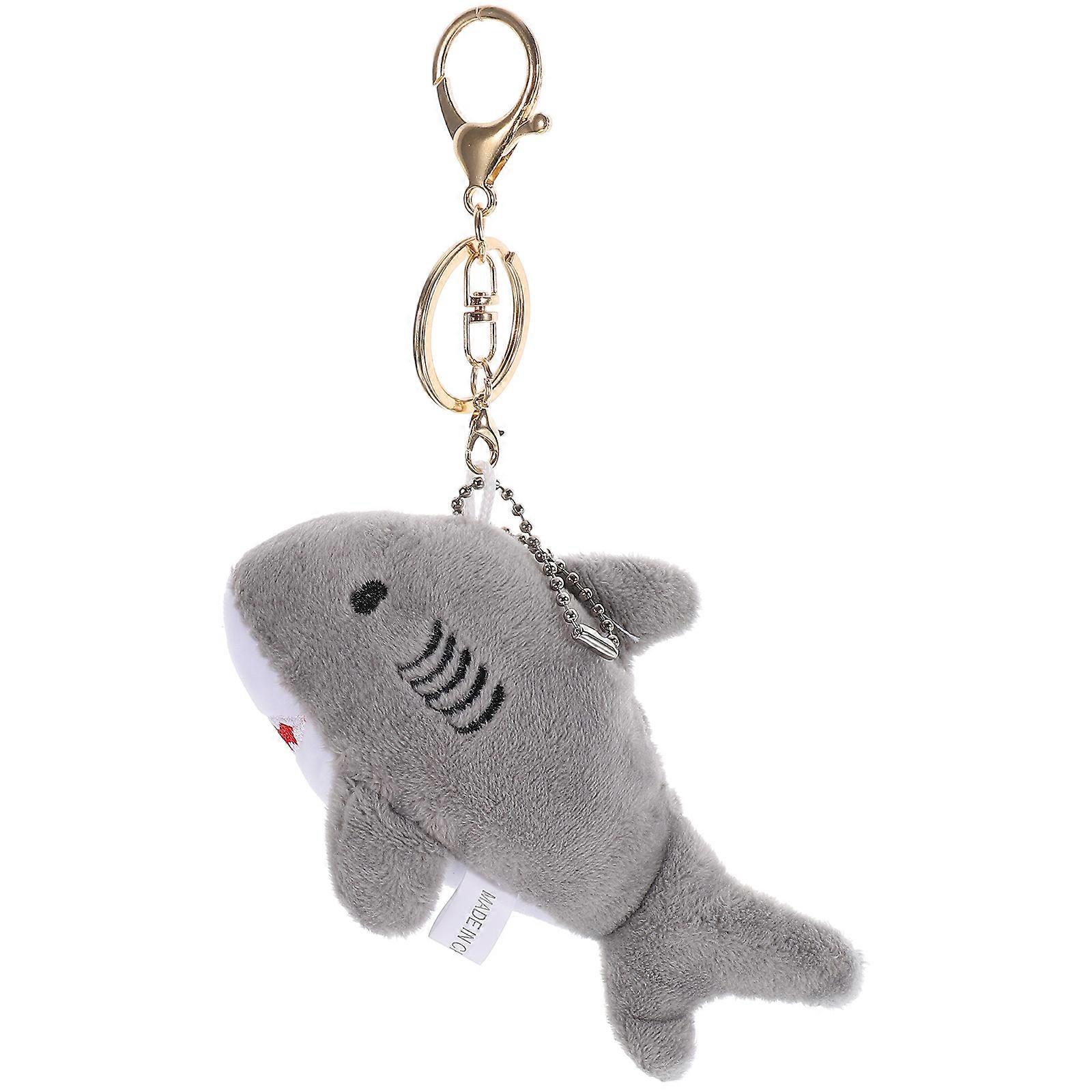 Cute Plush Shark Keychain Pendant – Soft, Wear Resistant Accessory for Bags, Backpacks, and Keys – Adorable Design for Teens and Friends, Gray with