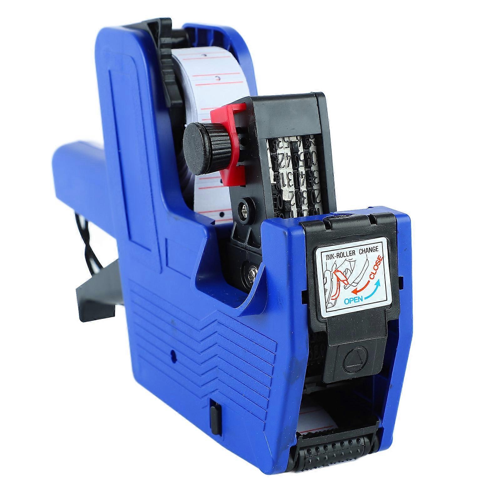 8 Digits Price Numerical Tag Maker with 3 Rolls Label Paper 2 Ink Wheel Clear Print Price Labeller for Retail Stores Offices
