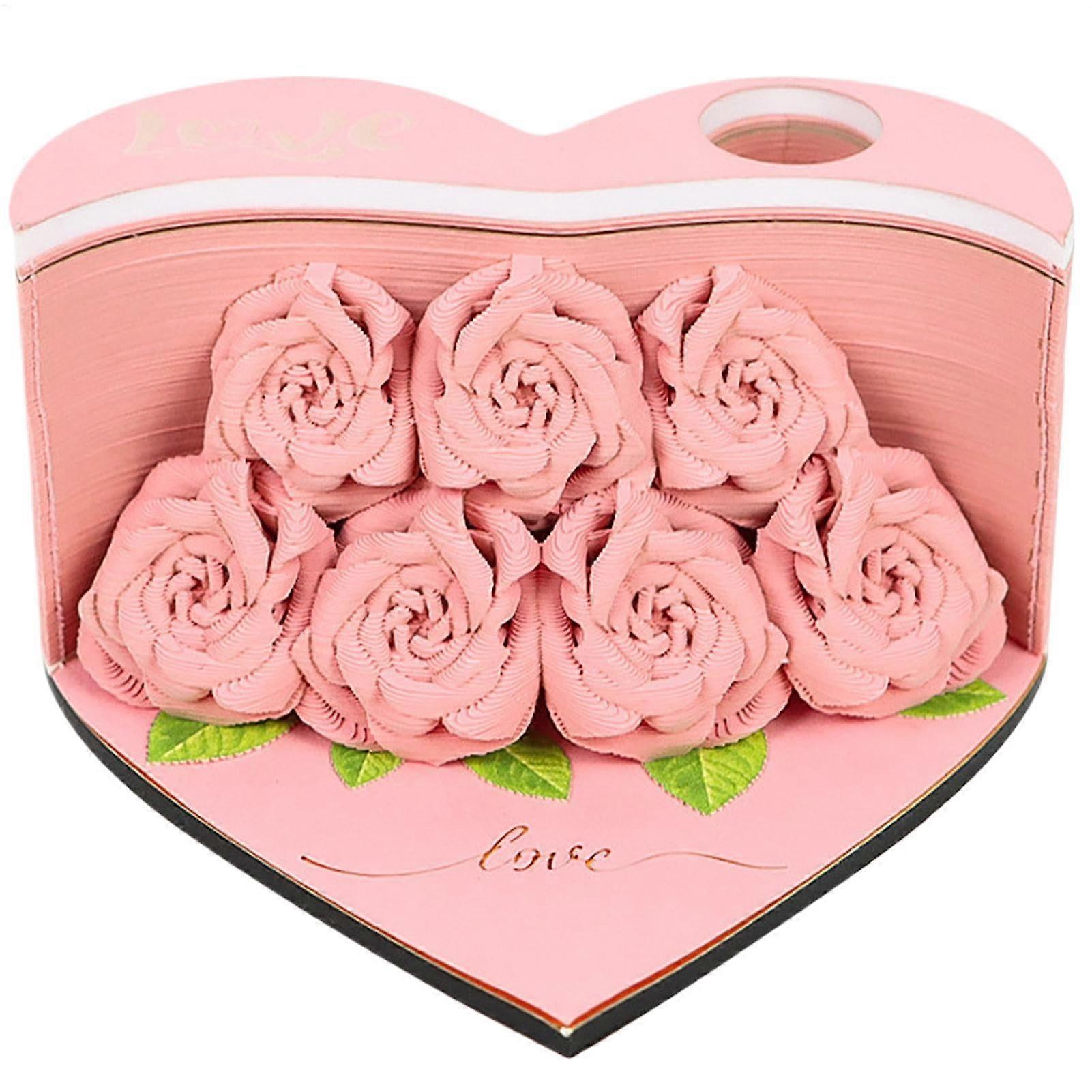 Memo Pad Art 156 Sheets Flower-Shape Paper Carving Notes Notepad Pink Non-Sticky Post Notes For Home