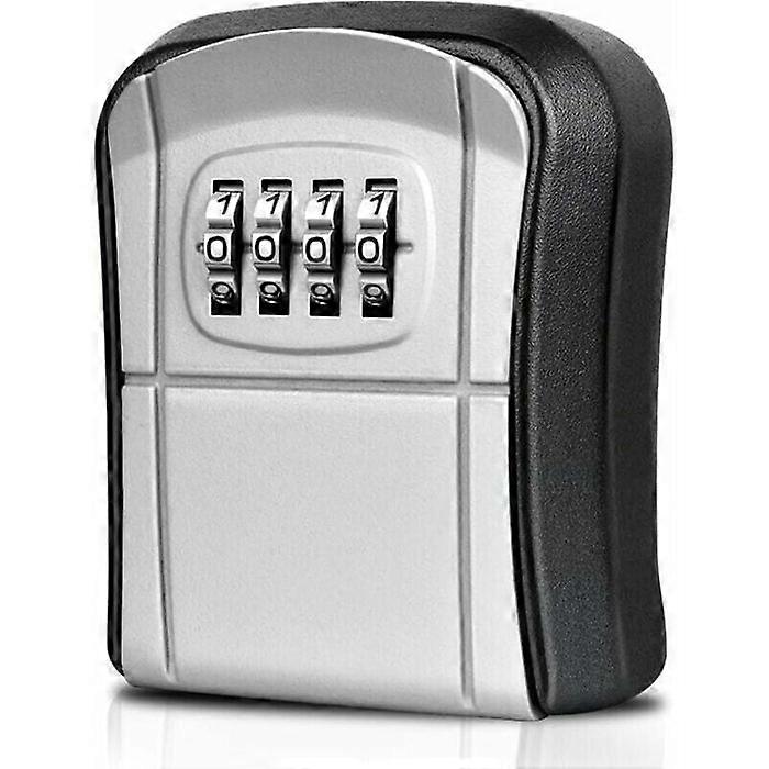 Wall Mounted Secure Key Box (Grey) Mini Outdoor Key Safe Key Box with Resettable 4 Digit Digital Code