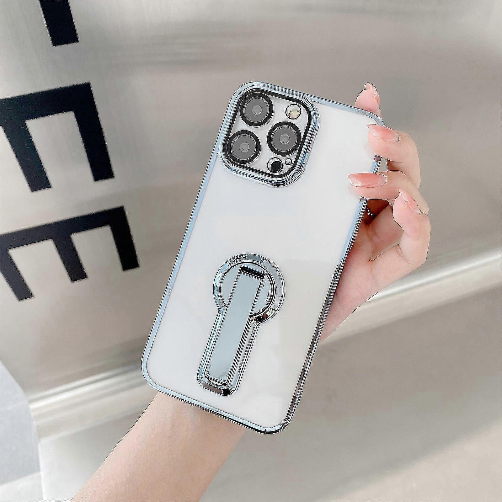 Clear Case for iPhone 15 Pro Max/ 15 Ultra with Screen Protector, Plating Built-in Magnetic Ring Kickstand Holder