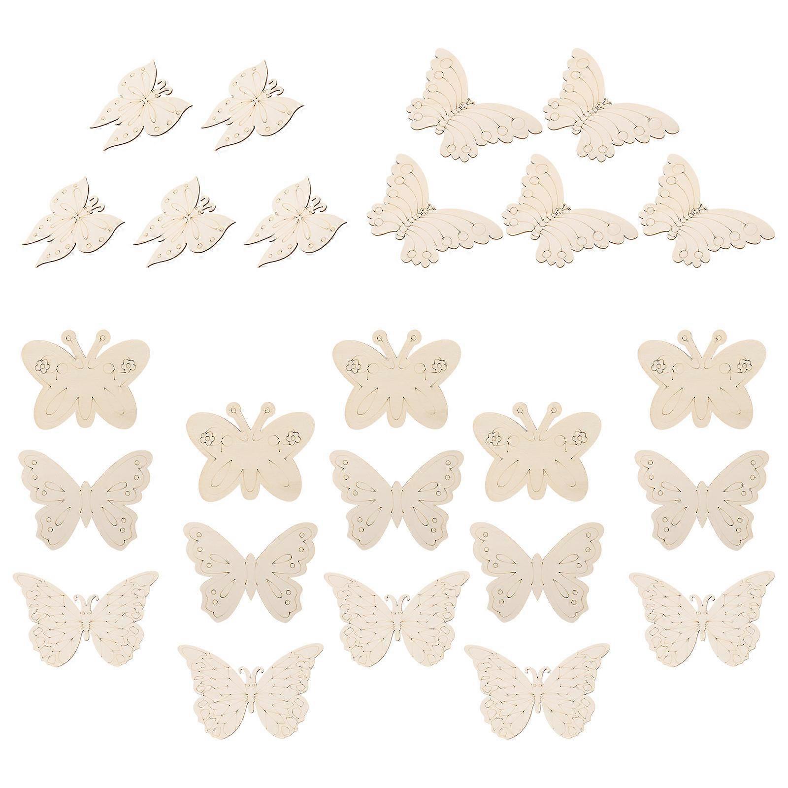 25pcs Unfinished Butterfly Wood Slices for DIY Crafts, , Party Decorations, and Creative Projects