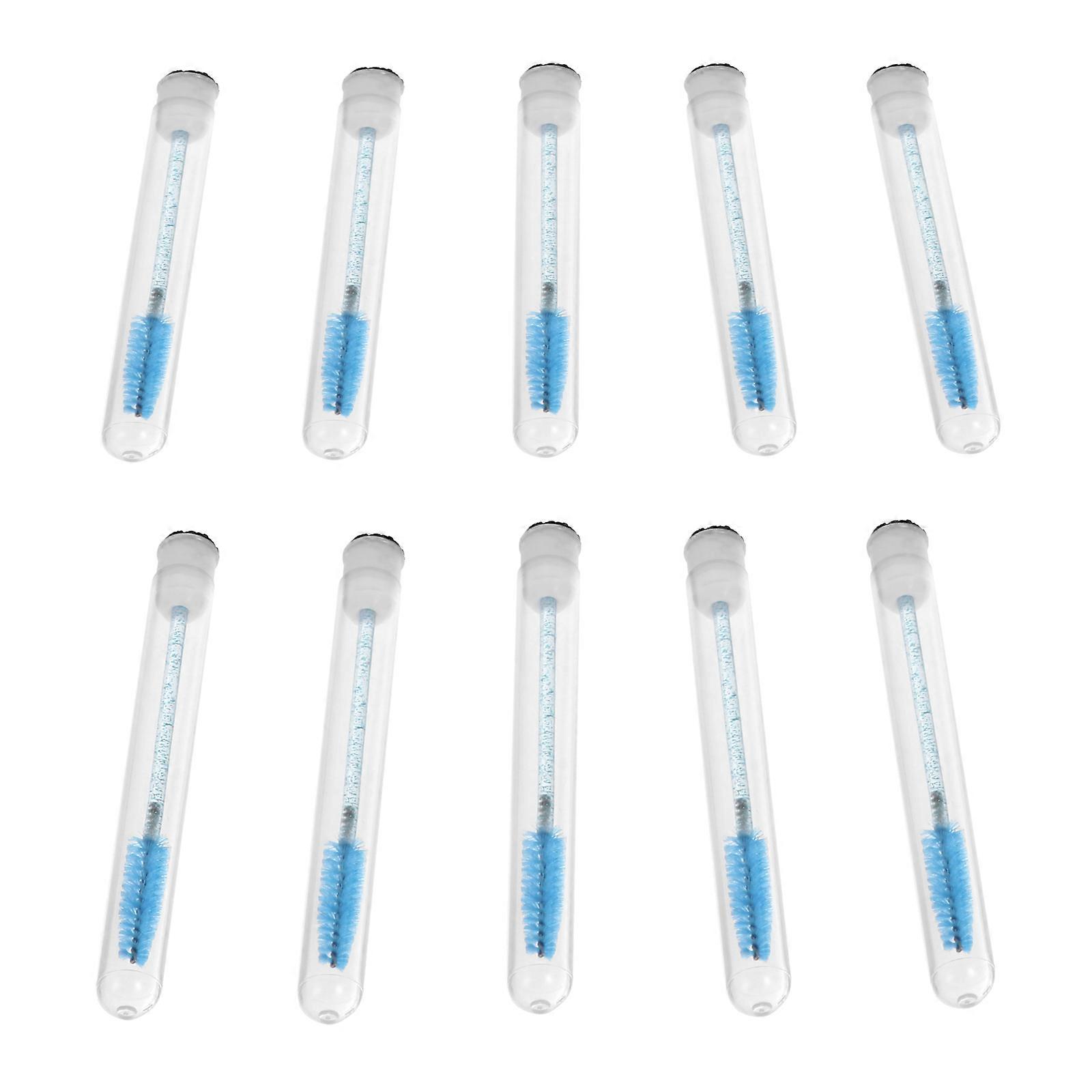 10pcs Blue Eyelash Brush Set for Home Use Ergonomic Eyelash Comb and Brow Brush Plastic Material