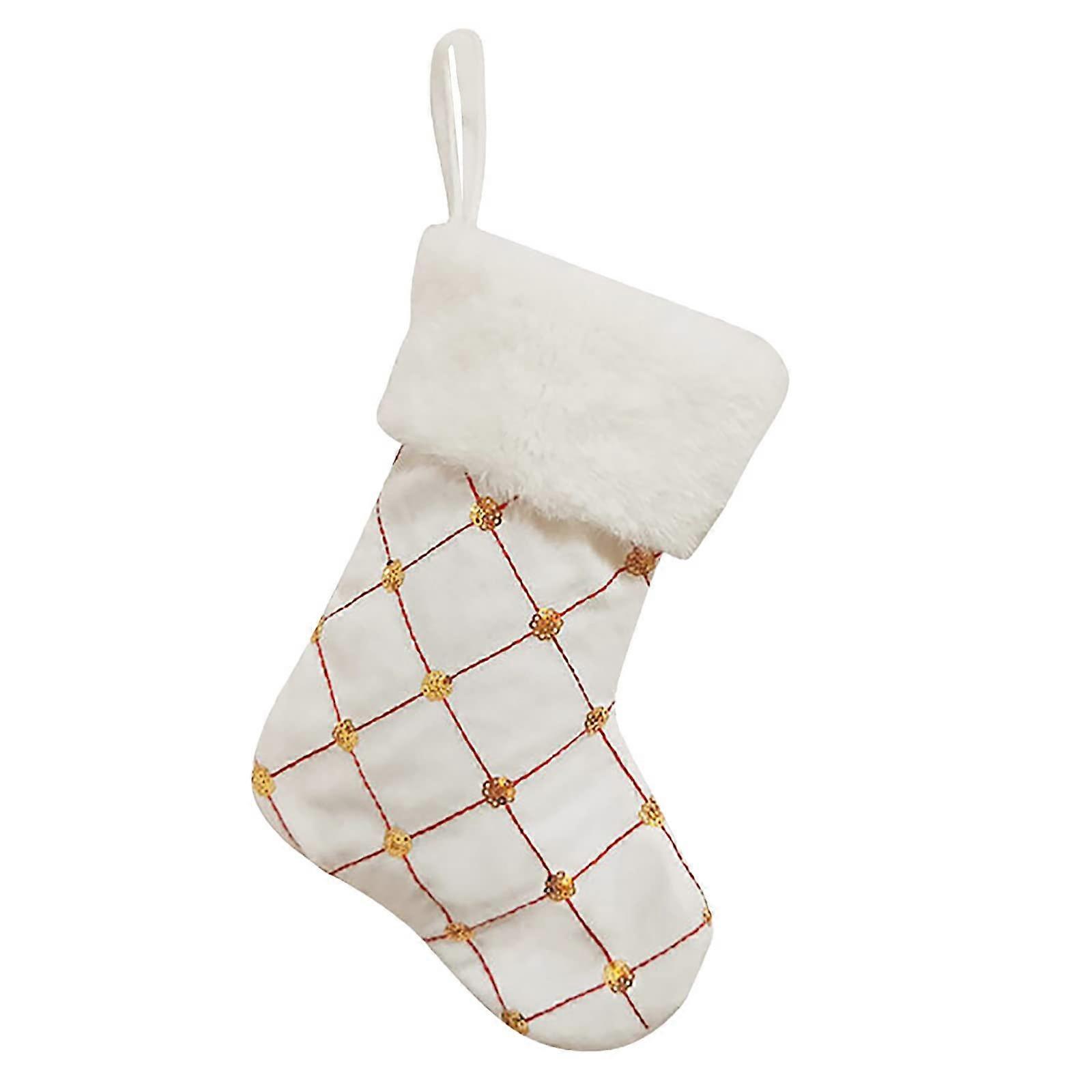 Hanging Glitter Sequins White And Red Tree Ornaments Stripes Column Pendants Pearl One Size 30.5 x 20.3 cm