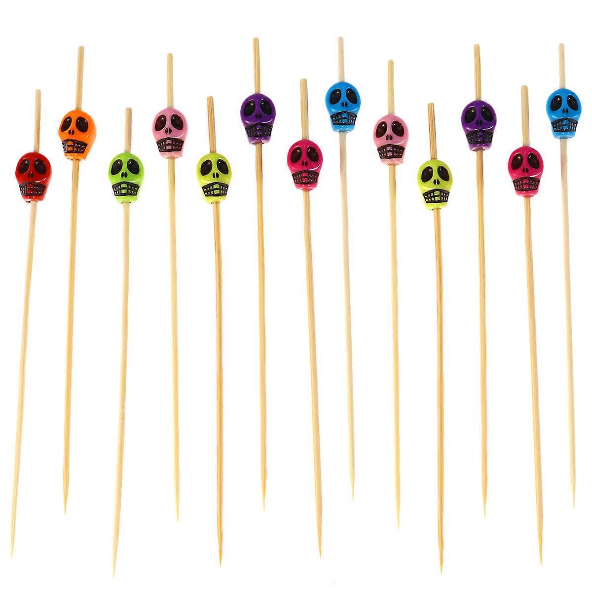 Bamboo Appetizer Picks Multi Color Handmade Wood Halloween 12x1x1cm 200Pcs