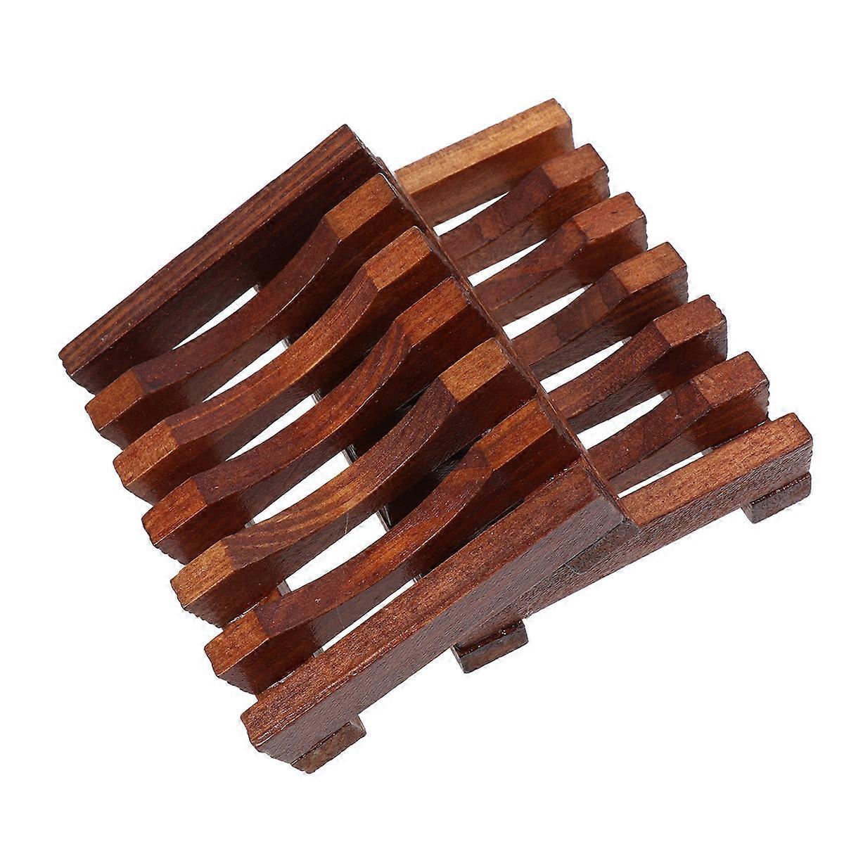 Wooden Soap Holder Vintage Radian Design Coffee Color Extends Soap Life 11x8x2cm Shower Plate 2Pcs