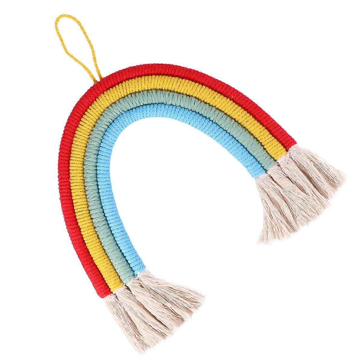 Boho Nursery Decor Cotton Rope Pendant Rainbow Handmade Weaving Craft 30x30cm Wall Hanging 1Set
