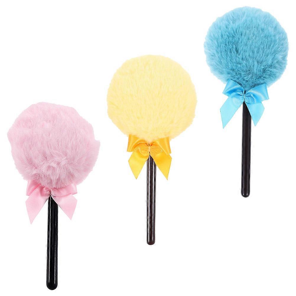 3pcs Soft Velour Powder with Lollipop Handle for Blush, Foundation, and Powder Application – Stylish & Convenient Cosmetic Tools