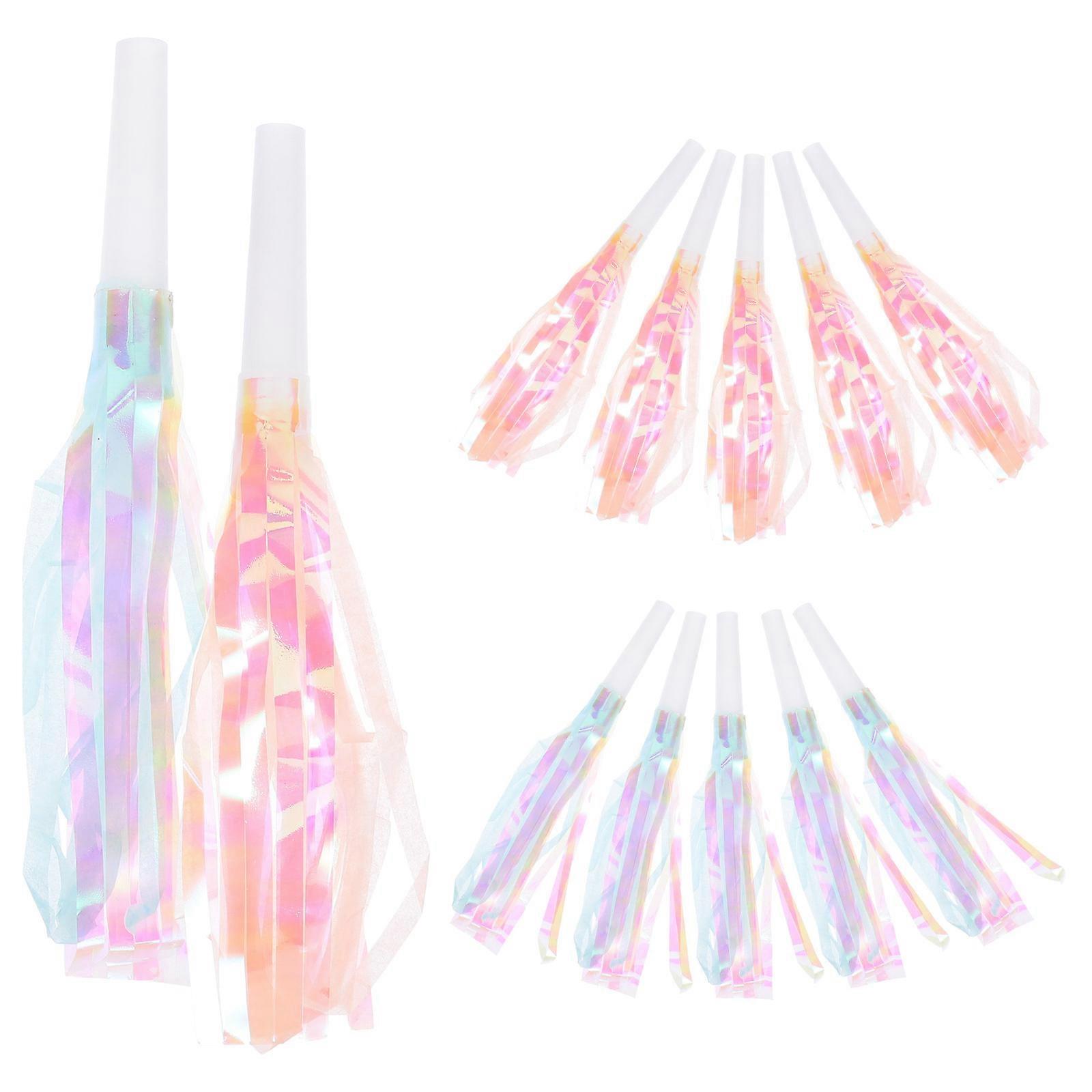 12pcs Bright Whistle Horns for Party with Festive Tassel Design Made of Durable Plastic
