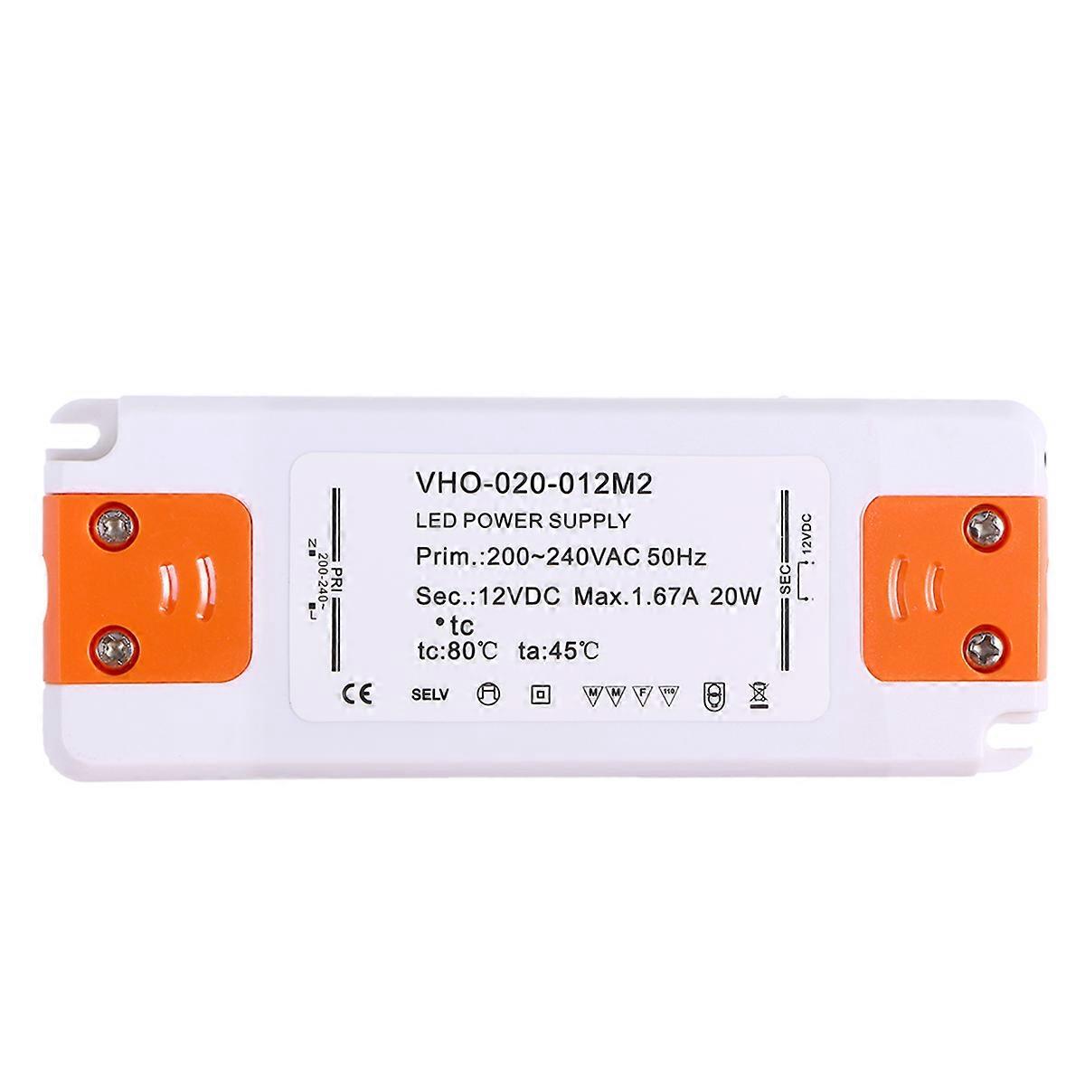 12V 20W LED Driver Converter Ultra .67A Driver for LED Bulb Light (White)