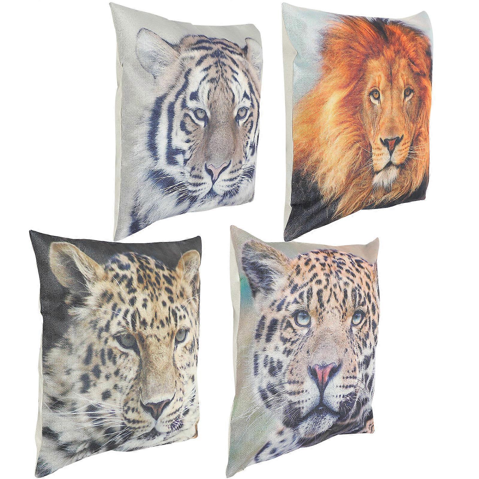 Home Throw Pillow Case Assorted Color Linen Square Pillow Covers For Families 4Pcs