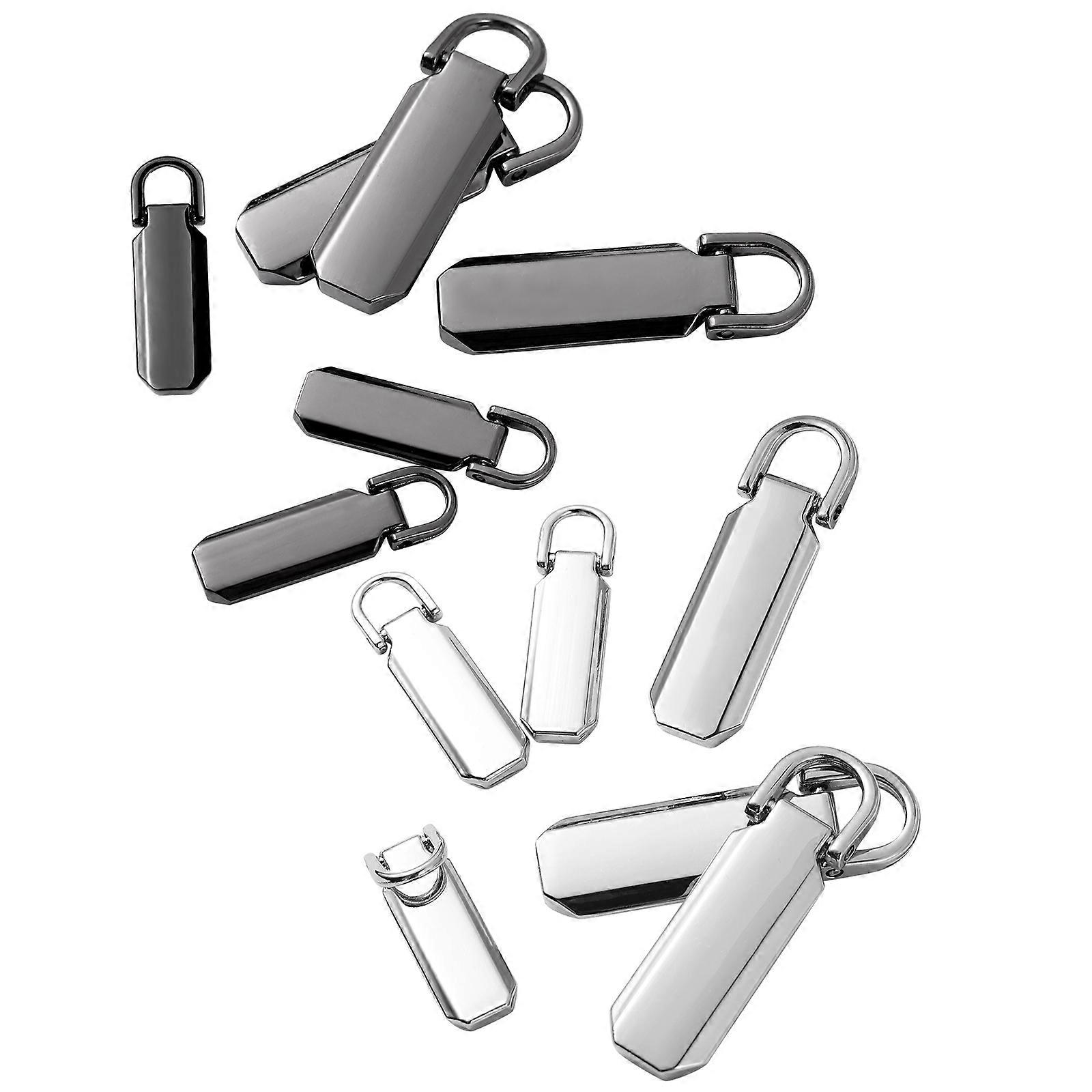 Spare Zipper Puller for Coats and Jackets White Gold 4.1 x 1.2 x 0.5cm Rectangular Shape 12 Pcs