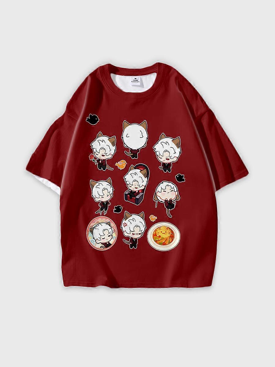 T-shirt round neck Role Pattern loose short sleeve B500