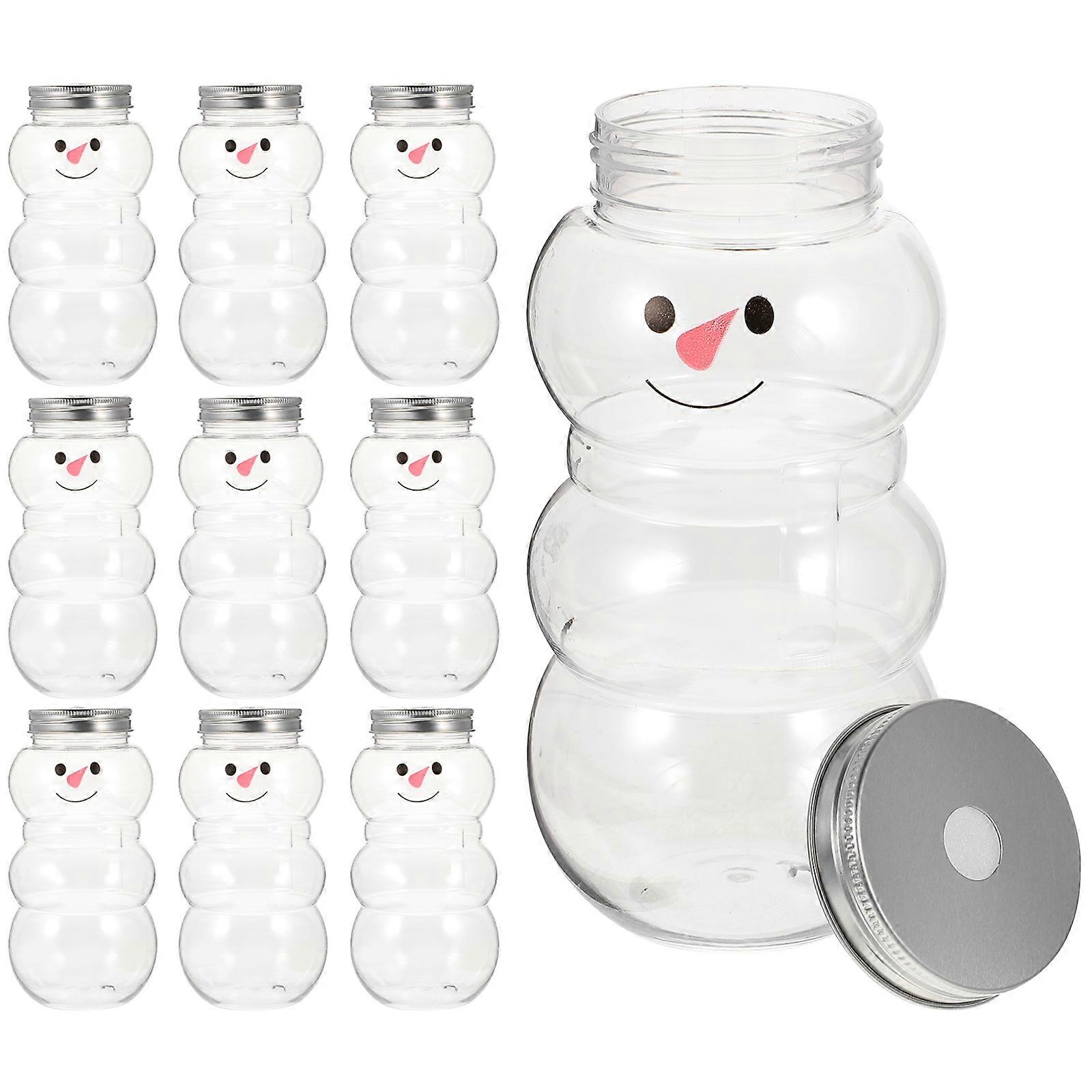 Christmas Design Beverage Bottles Portable Drink Containers Silver 15x7.5x7.5cm 500ml Flat Bottom Design 10Pcs