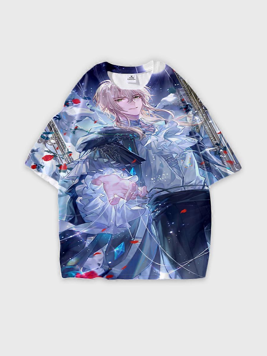 T-shirt round neck Role Pattern loose short sleeve E3711