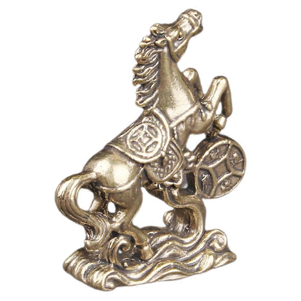 Golden Brass Horse Statue for Decoration with Retro Appearance and Fine Craftsmanship 3.5 inches