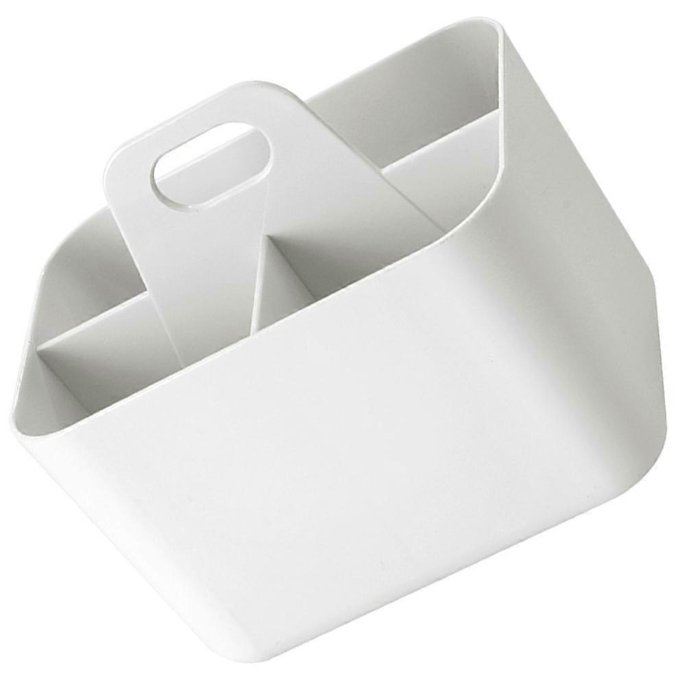 Portable Storage Basket for Kitchen Use White Plastic Handheld Toiletries Basket 7.8 x 5.1 x 9.4 inches