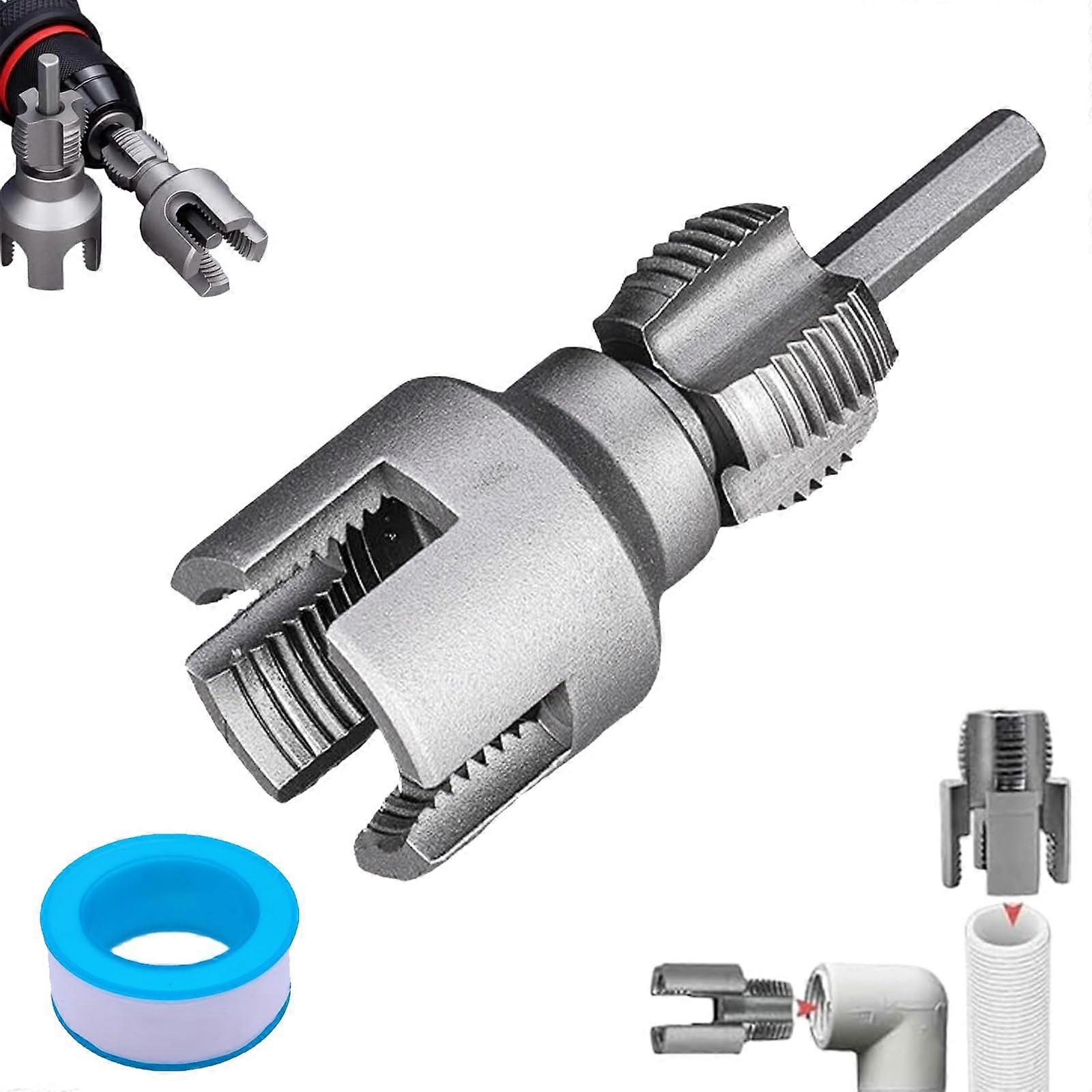 ExteriormU Pipe Threader, Integrated Internal External Pipe Threading Tool, 1/2 Inch 3/4 Inch 1 Inch Dies