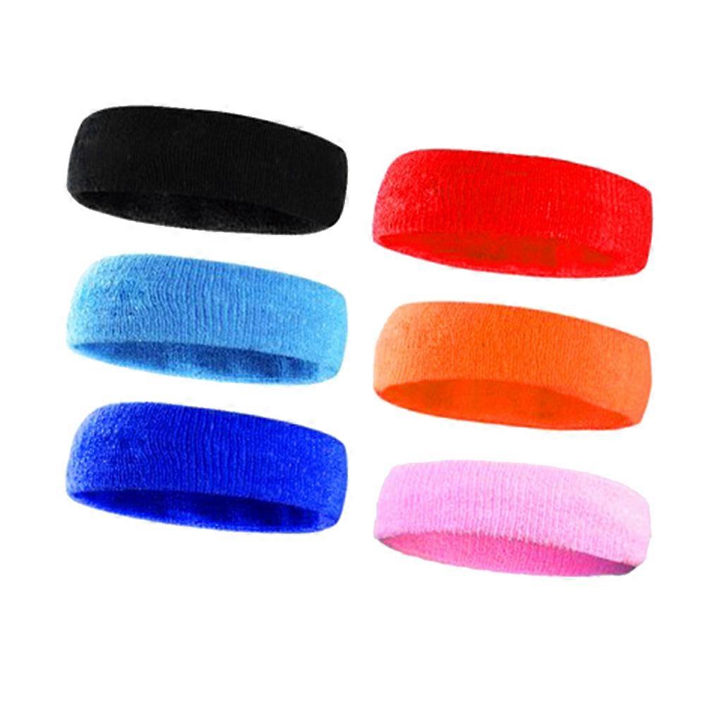 6 Pieces Absorbent Non-slip Sweatbands Perfect for Fitness Running Yoga Exercise Assorted Color
