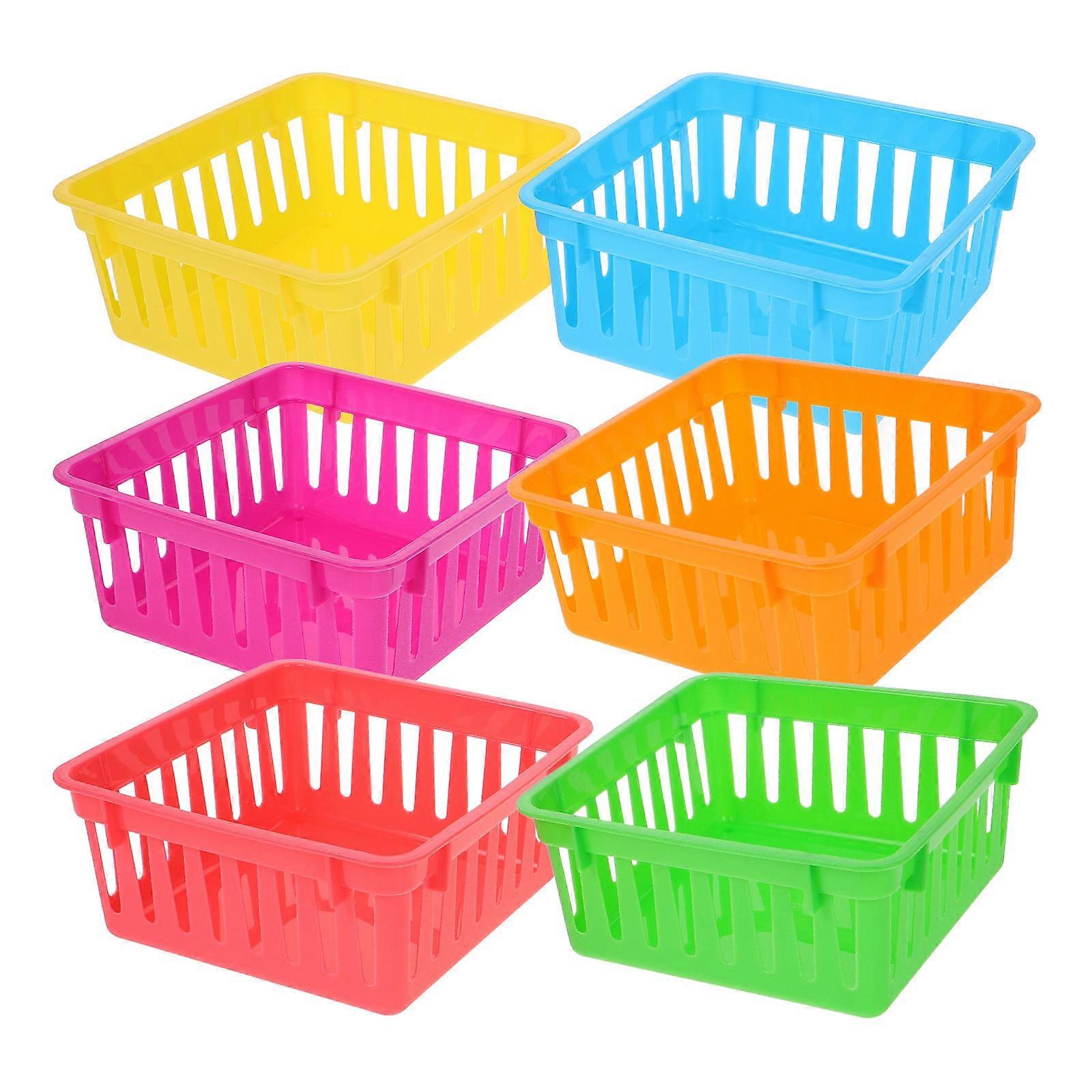 6Pcs Colorful Plastic Pencil Baskets for Classroom Desk Organizers with Large Capacity and