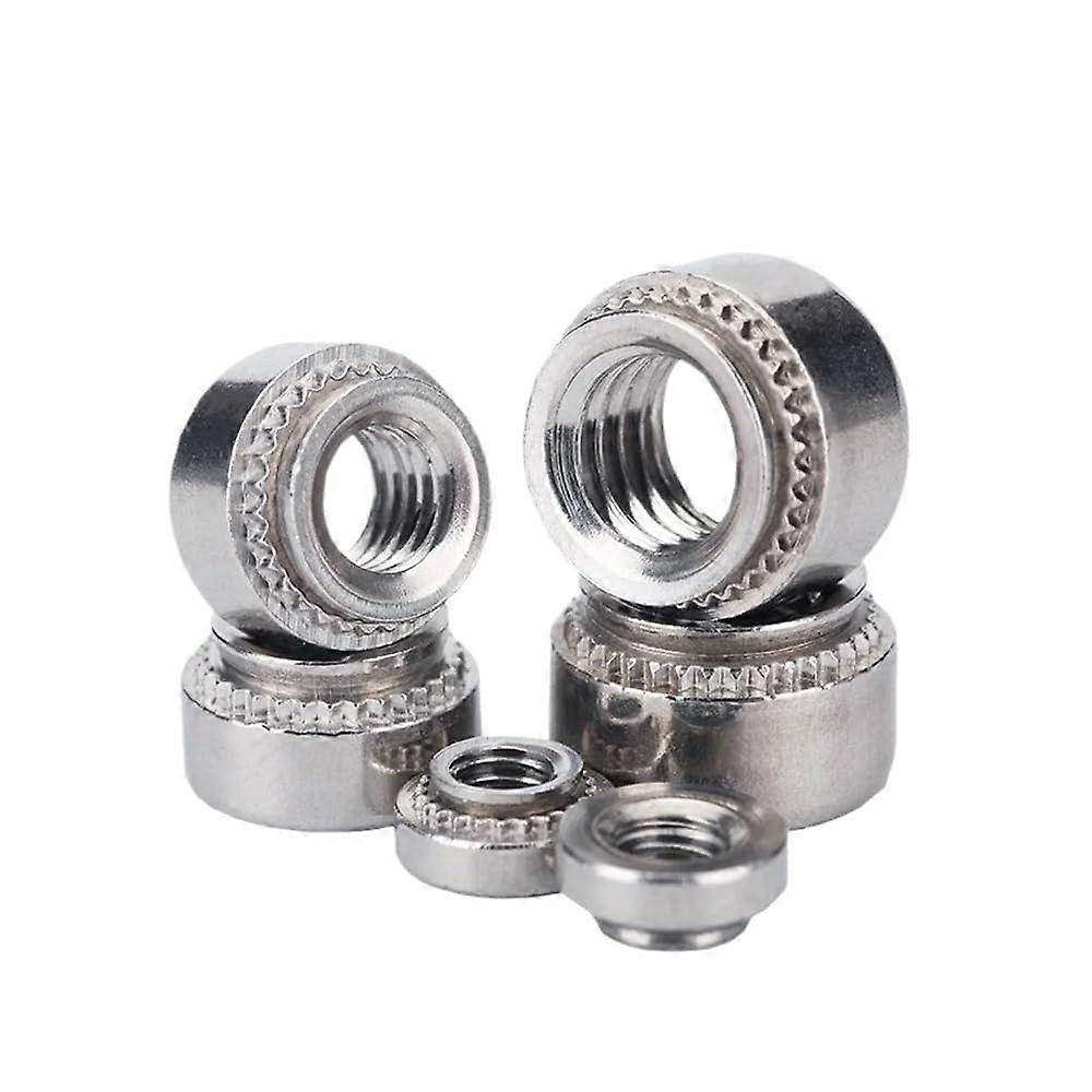 Hand nut 5–50 pcs M3 M4 M5 M6 M8 M10 selfclinching nut 304 stainless steel insert nuts pressin rivet nuts press nut plate 0.8–3.2 mm (M100(5pcs))