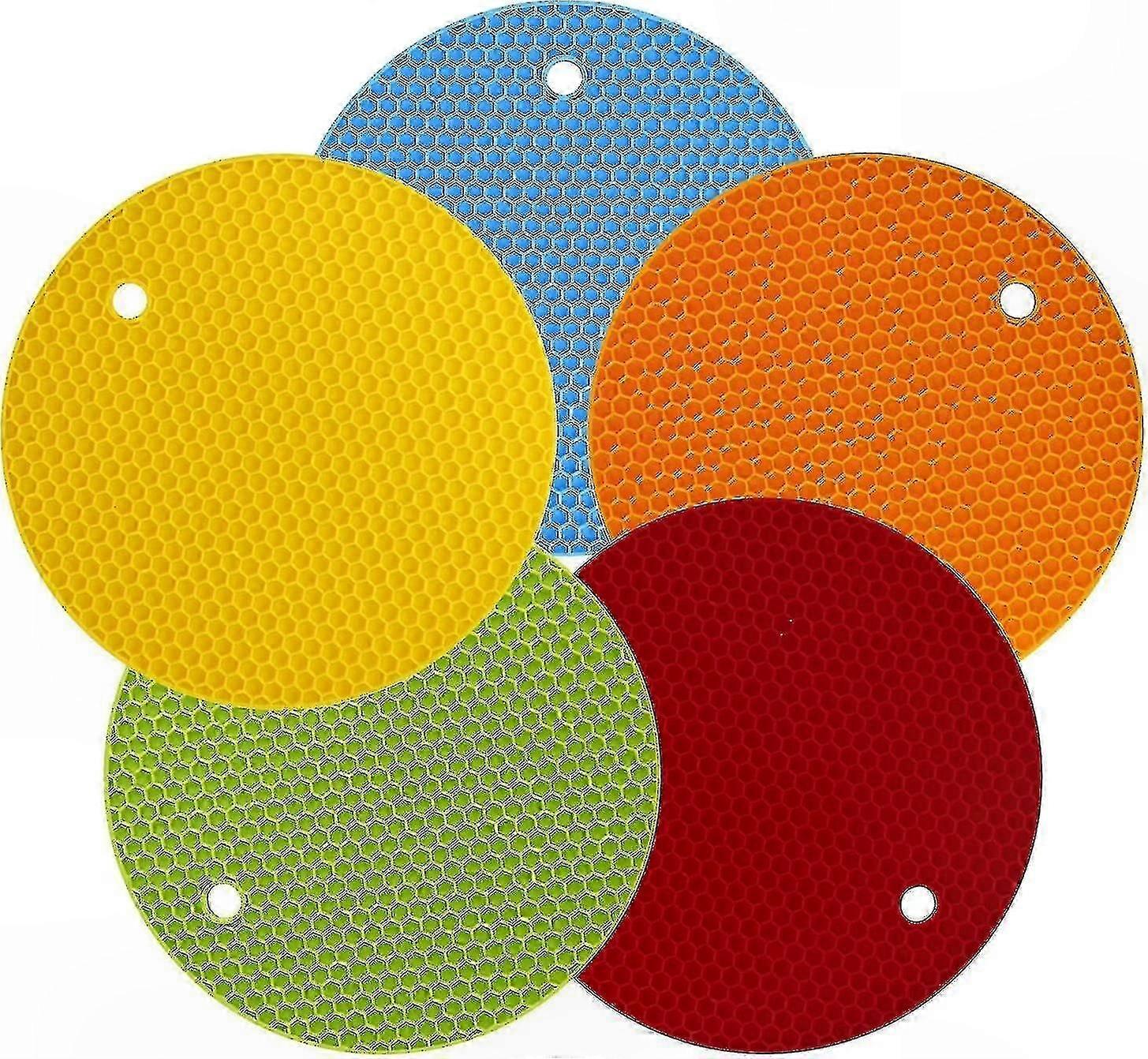 Heat-Resistant Non-Slip Coasters Set of 5 Random Colors Silicone Honeycomb Design
