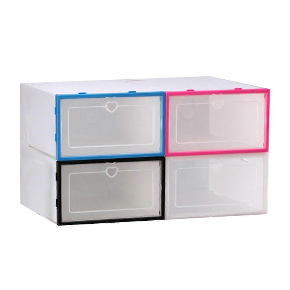 Plastic Shoe Storage Box with Lid for Organizing Shoes Clothes and Accessories in Your Home 4 Pieces Assorted Color