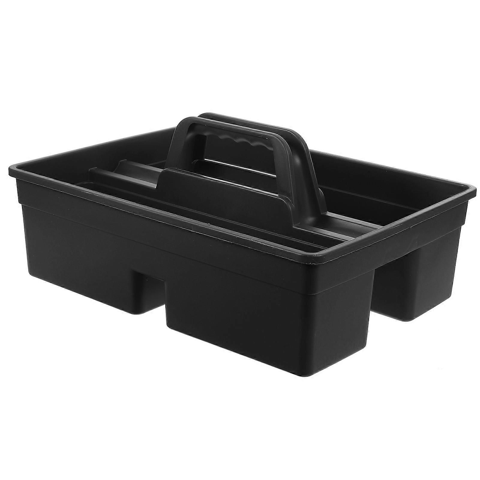 3-Compartment Cleaning Tools Organizer Basket Grey Plastic Structure Perfect For Light Cleaning Tasks 1Pcs