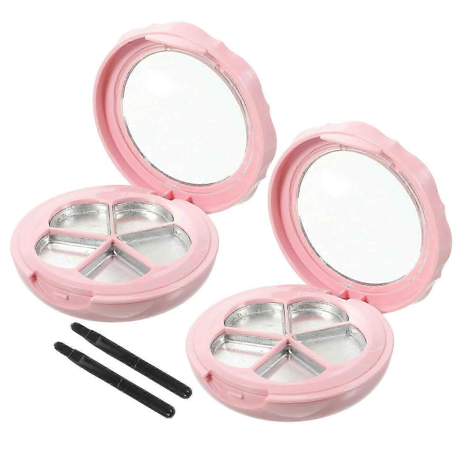 Makeup Tool Container Eyeshadow Box Case Lipstick Box Refillable Portable Storage 2Sets7.00X7.00X2.00CMPink SZRH A-S