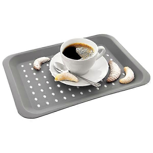 Rectangular kitchen tray in non-slip high-quality gray material.