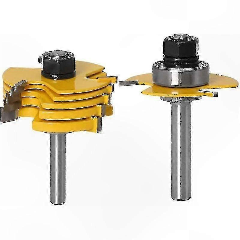 T-Shape Woodworking Router Bit Set with 6pcs Cutter Blades, Adjustable 3-Wing Design for Groove Cutting, 1.8mm-4mm Sizes