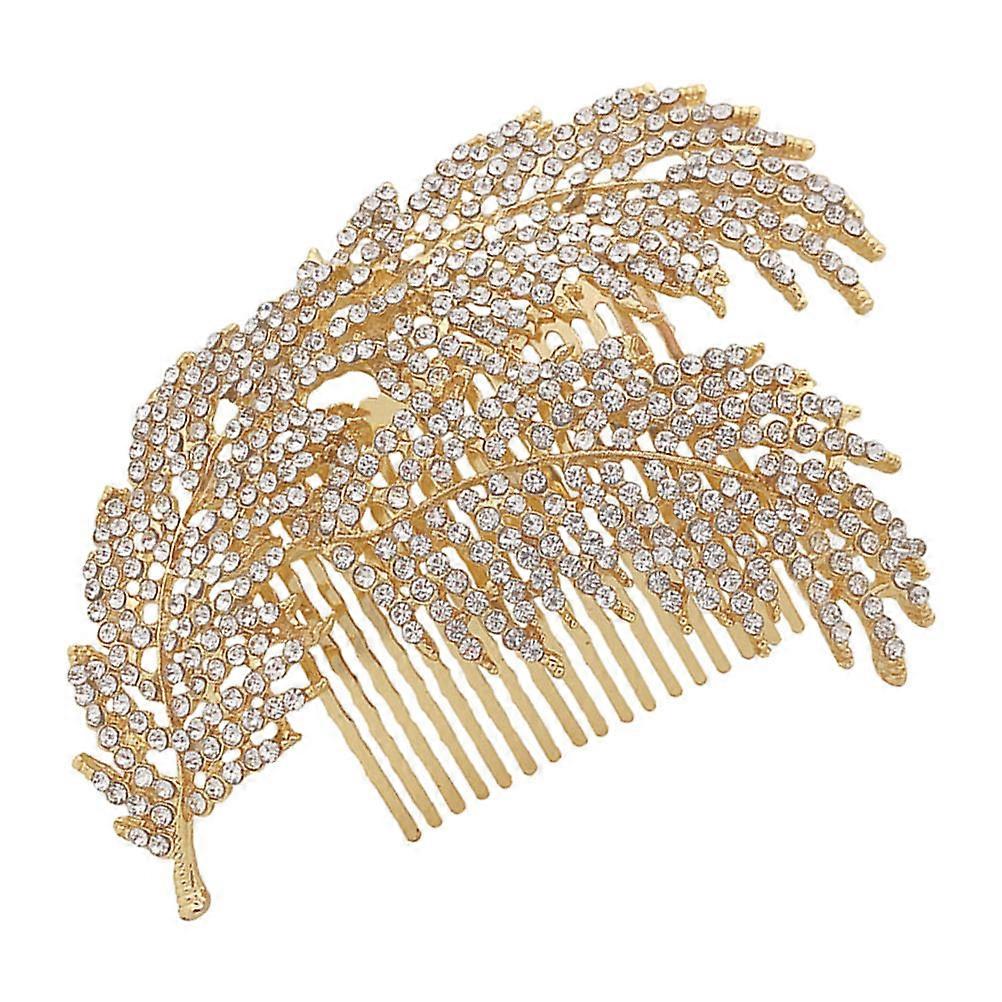 Rhinestone Hair Insert Comb Flower Designed Hair Comb Bride Headdress Wedding Headwear Golden (White Rhinestone)