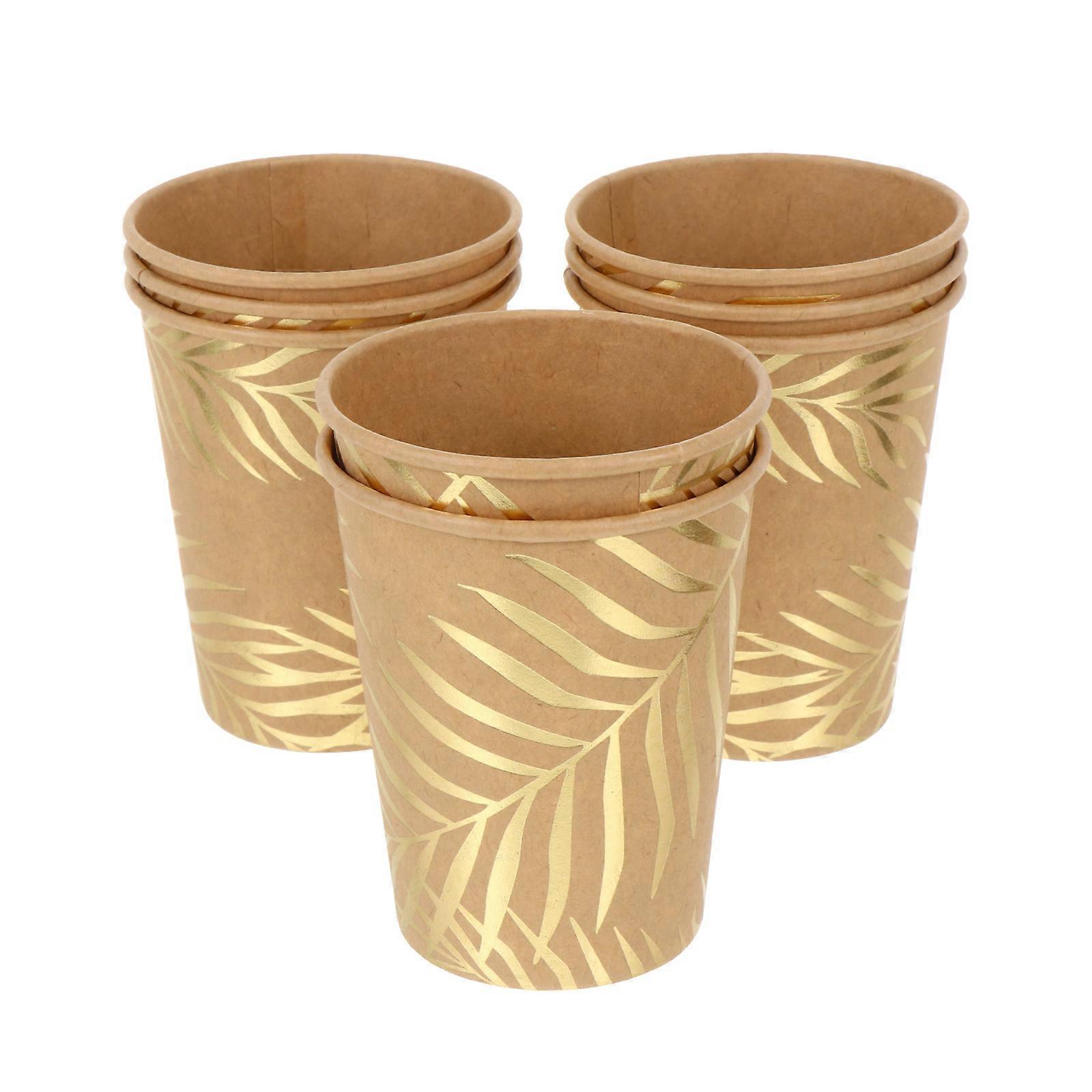 Disposable Drinking Cups 8 Pcs Brown Paper Cups Designed For Cold Water And Fruit Juice Storage