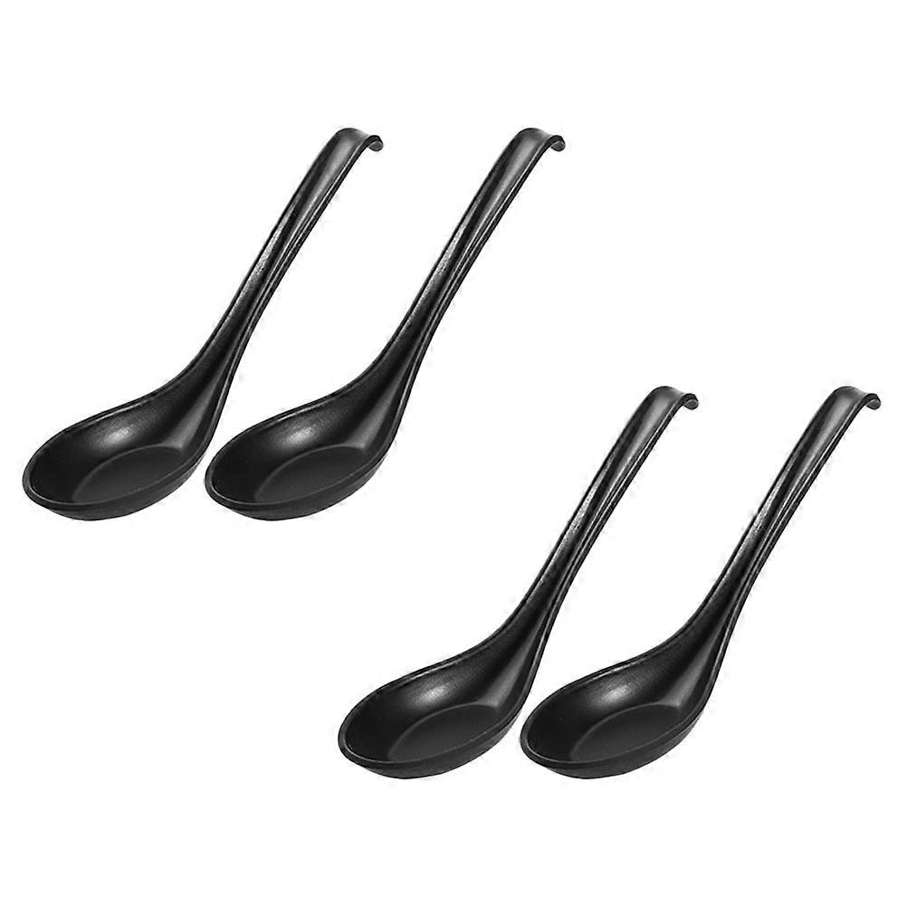Japanese Style Soup Spoons for Home Use Black Kitchen Tools 4pcs