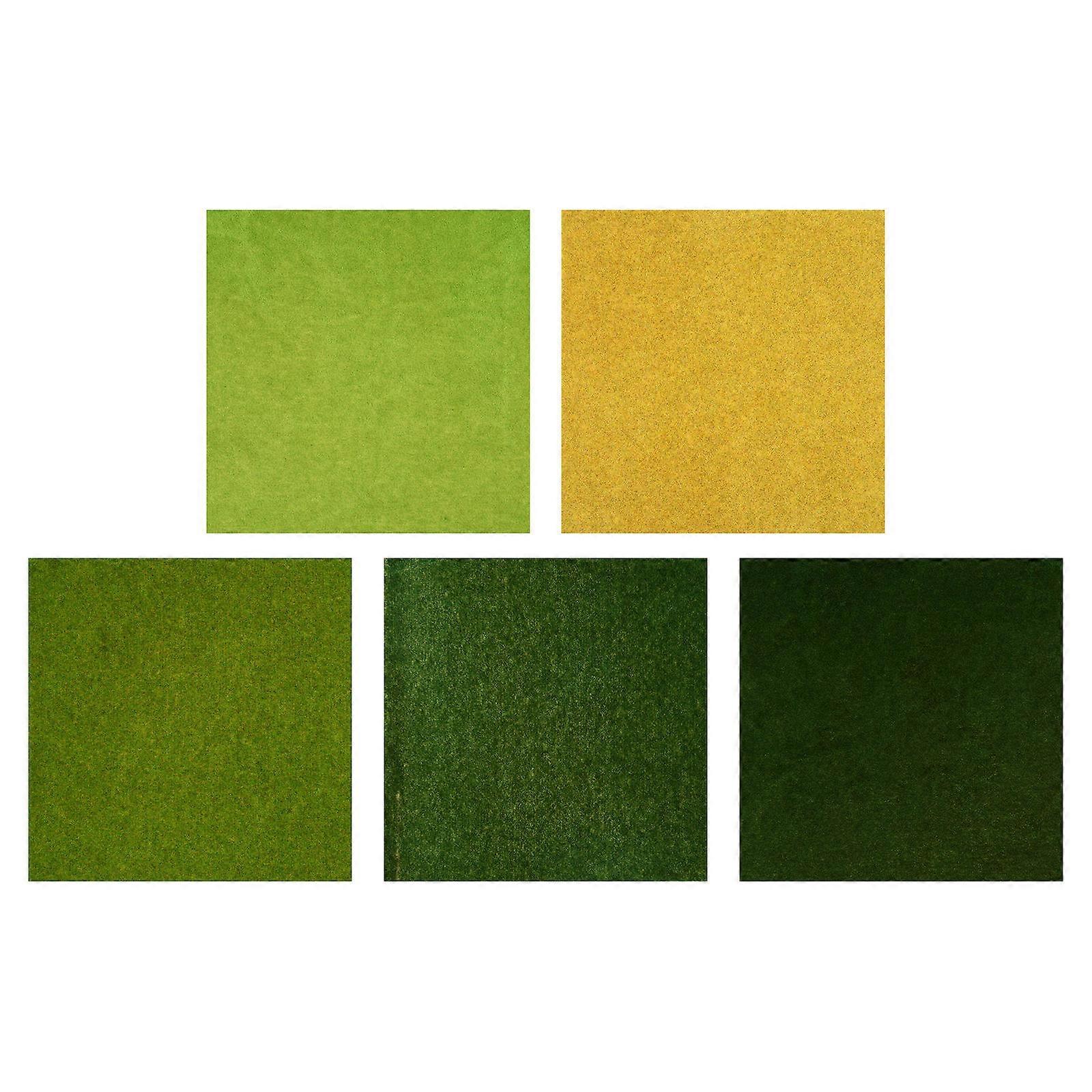 5pcs DIY Turf Paper Model Grass Mats for Sand Table Landscape Decoration, Artificial Grass Material for Architectural Models, Train Layouts, and