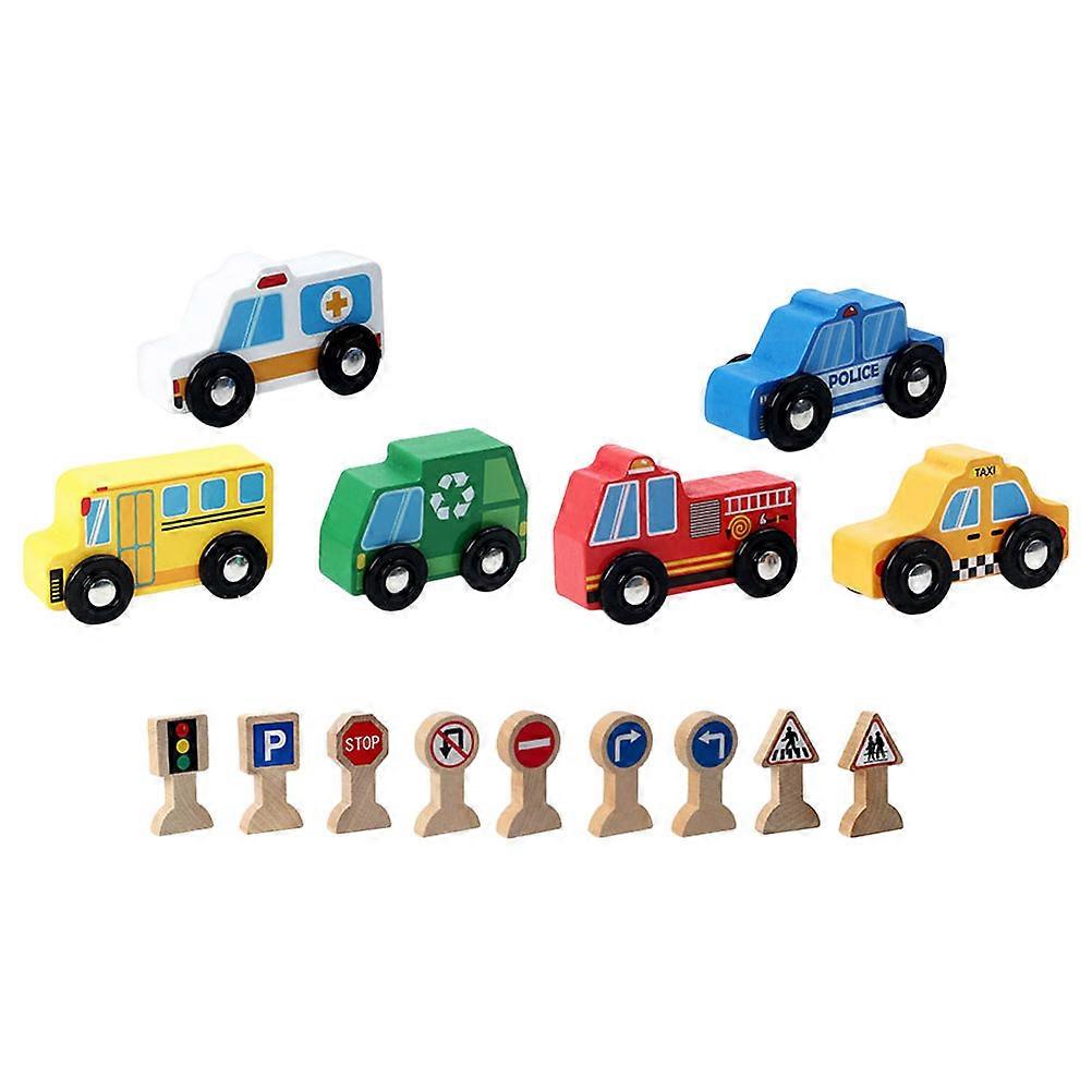 Toy Model Mini Traffic Road Signs Improve Hands-on Ability For Kids 7X4.1X3CM Assorted Color Traffic Awareness 1 Set