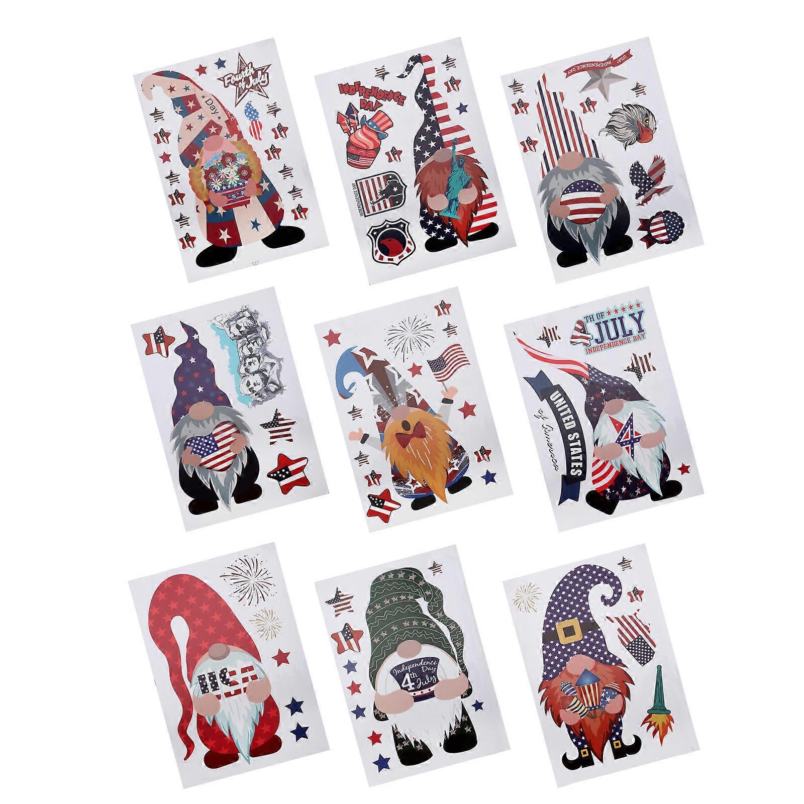Independence Day Window Stickers Holiday Theme Rectangular Decorative Assorted Color Electrostatic Adhesion