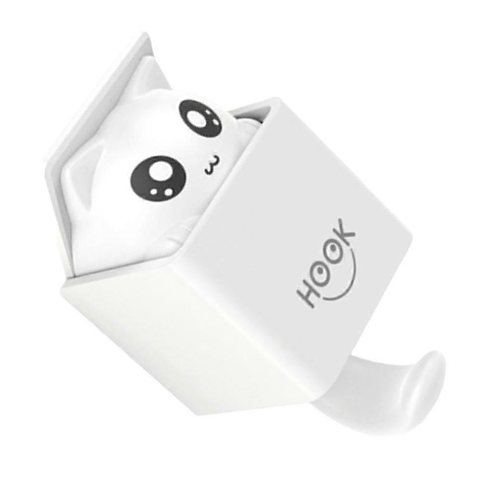 Cartoon Sticky Hook Cat Design Sensor Hook Home Environment Adorable White 1Set