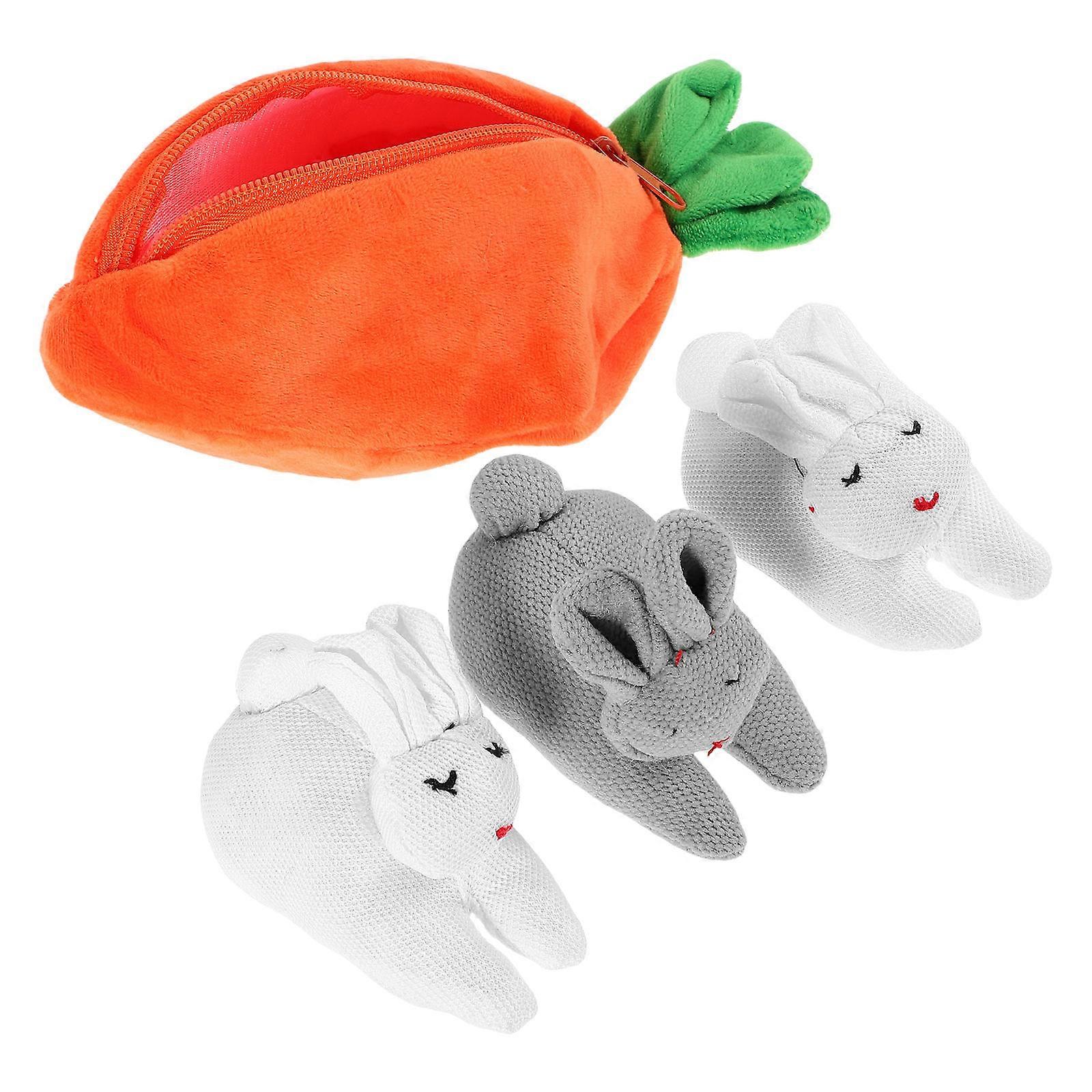 Cute Rabbit Carrot Coin Purse Plush Wallet for Kids with Zipper Perfect for Multi