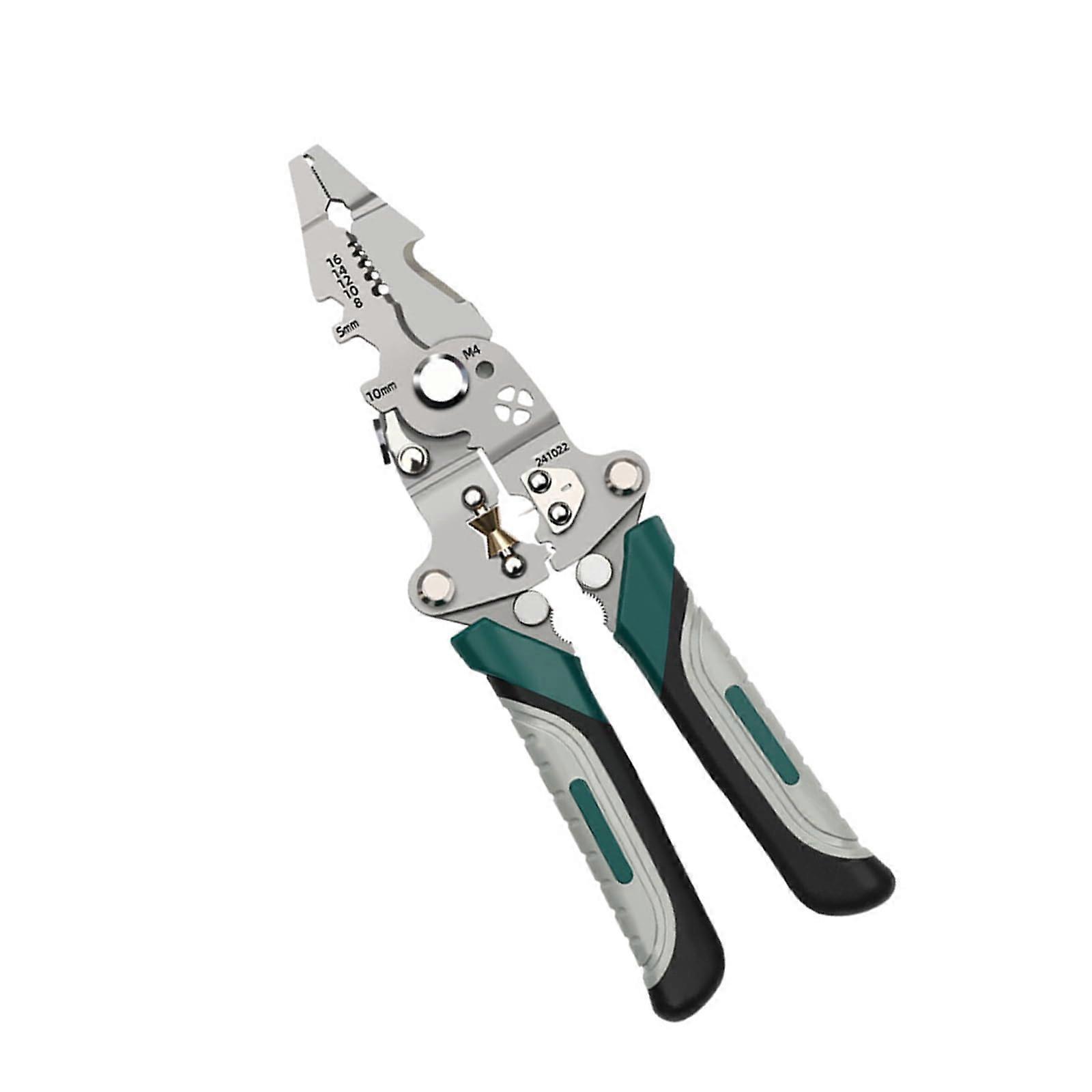 Functional Wire Stripper Folding Pliers With Cutting And Crimping For Electrical Cable Insulation Stripping Tasks