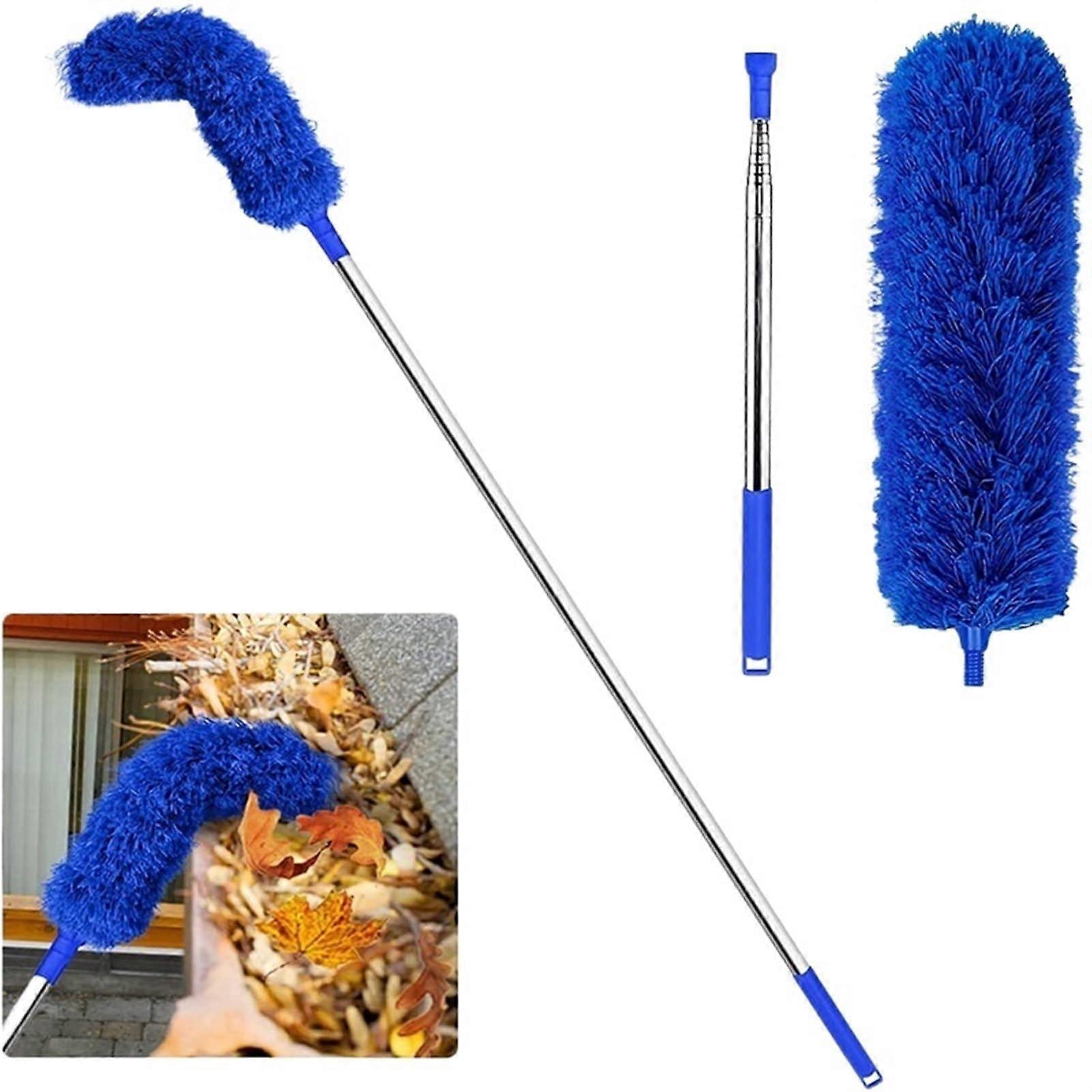 Gutter cleaning brush, roofer tool with extendable telescopic pole, 2.4 m protective cleaner, easy removal of leaves