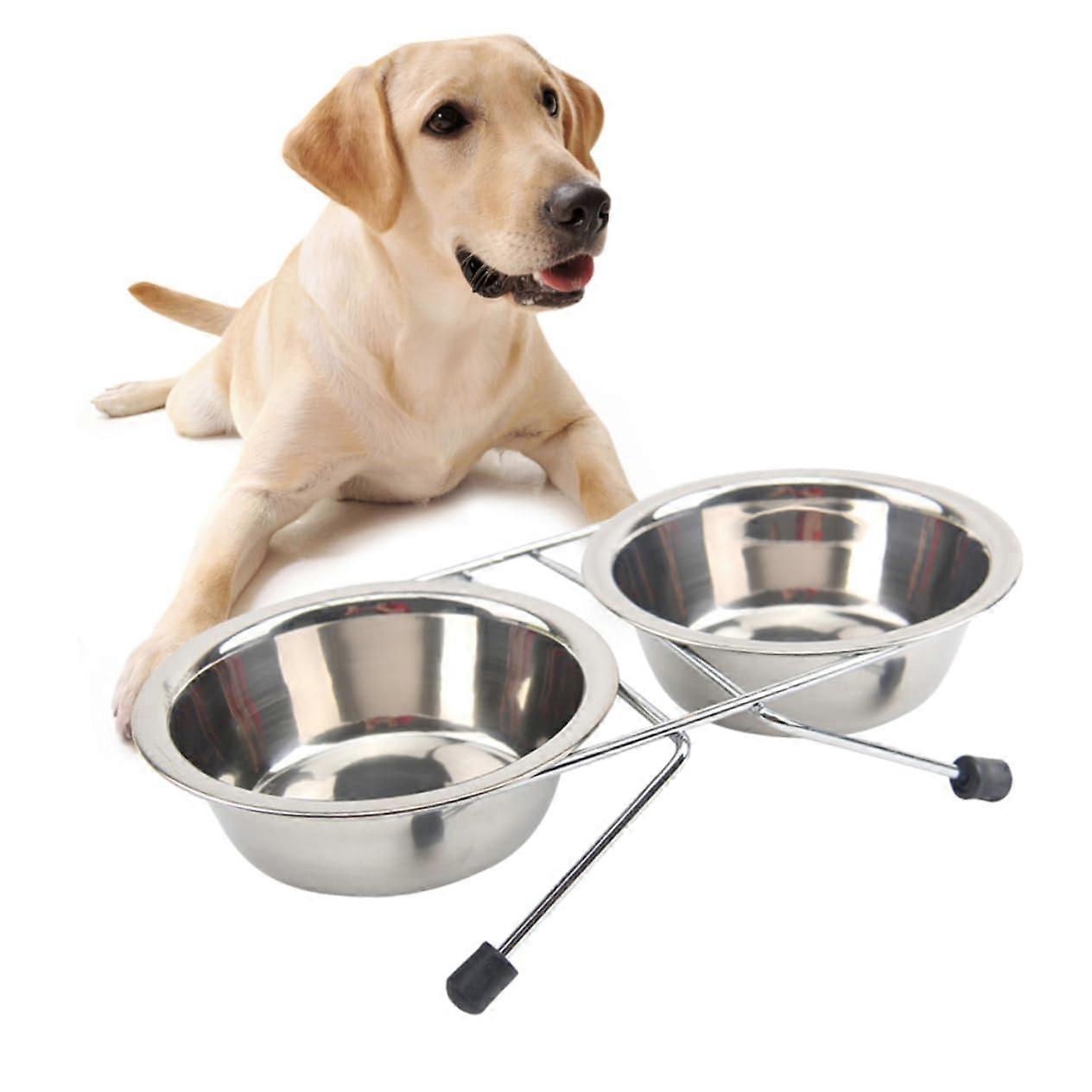 Non-Slip Pet Feeding Station With Removable Bowls, Medium Size, Durable Stand Keeps Floors Clean For Dogs And Cats