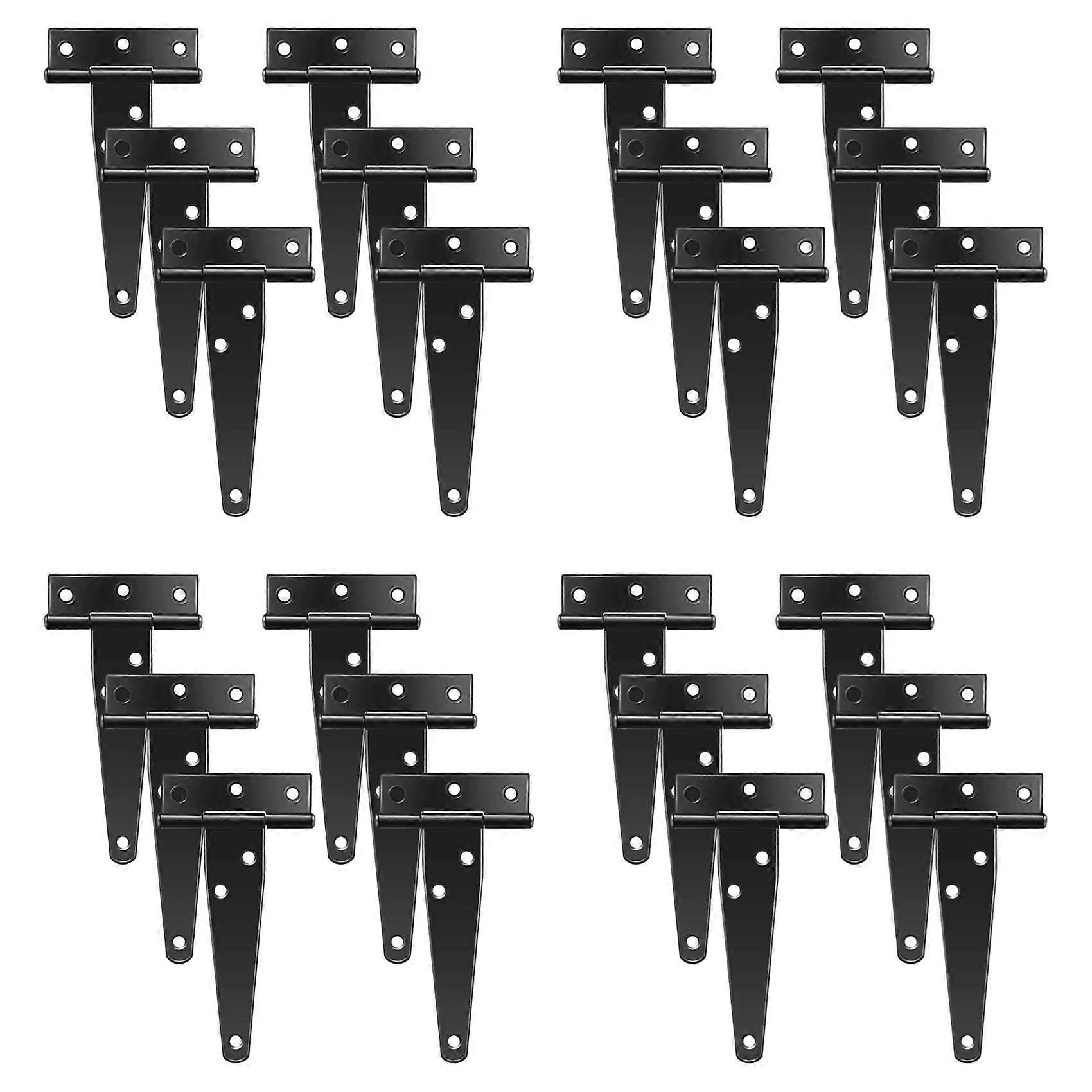 4-T Strap Hinges Rustic Stainless Steel Black Finish, 24 Pcs for Fences and Barn Doors