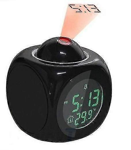 Led Projector Alarm Clock Multifunction Digital Temperature Display1pcs-black