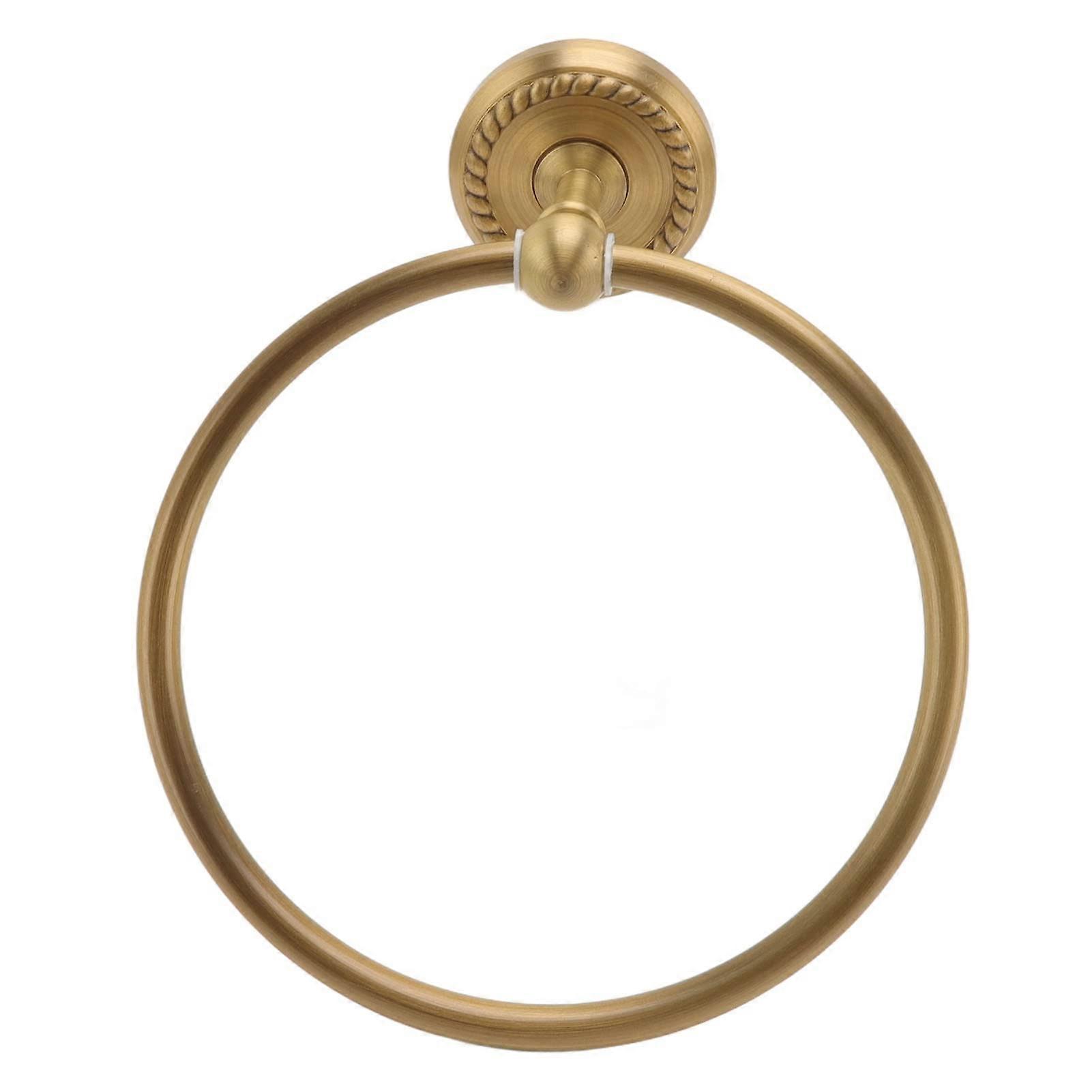 Brass Towel Ring - Round Wall Mounted Hand Towel Holder in Brushed Gold, Rustproof Solid Brass, Bathroom Accessory