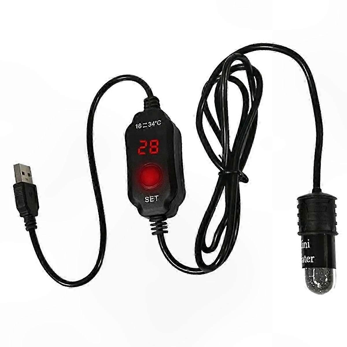 Adjustable Mini Aquarium Heater with Thermostat for Fish Tanks and Turtle Habitats, 10W 5V/2A Safe Temperature Control