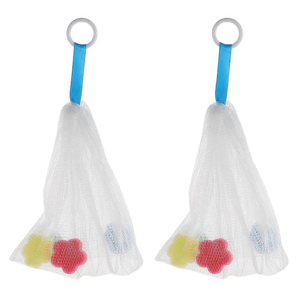 Face Cleaning Foaming Nets Soap Saver Bags Gift Giving White Pe 2Pcs