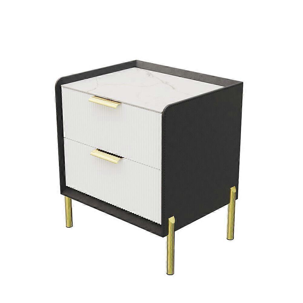 2 Tier Side Table Nightstand With Sintered Stone Tabletop And Chrome Legs Side Tables