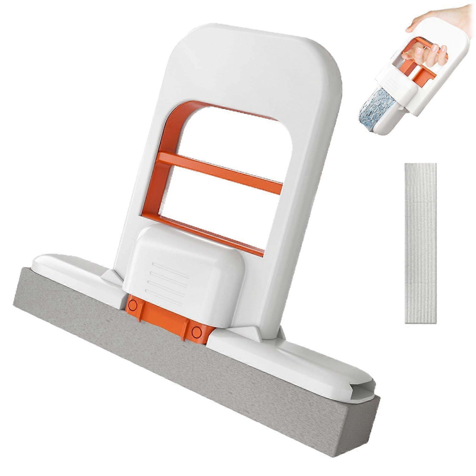 Mini Foldable Desktop Mop, WetDry Cleaning SelfSqueeze Sponge, Cotton Mop Head, SpaceSaving for Bathroom and Kitchen