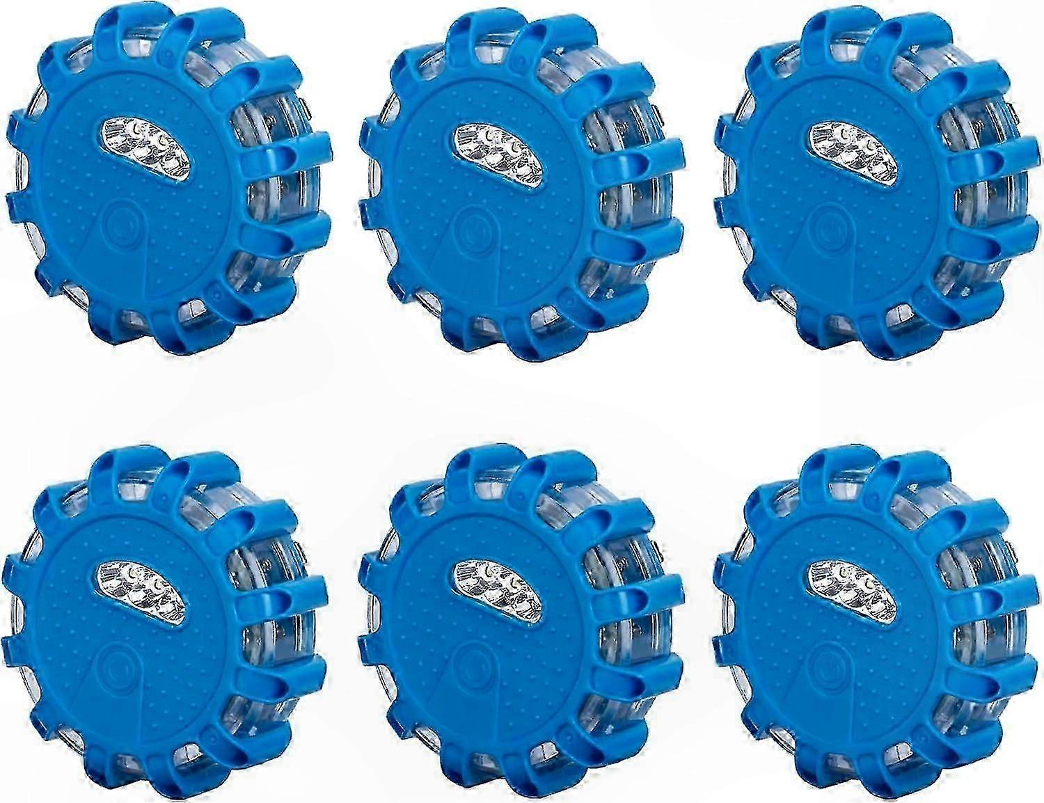 Emergency LED Warning Light for Vehicles, Blue Flashing Road Flare Signal (Pack of 6)